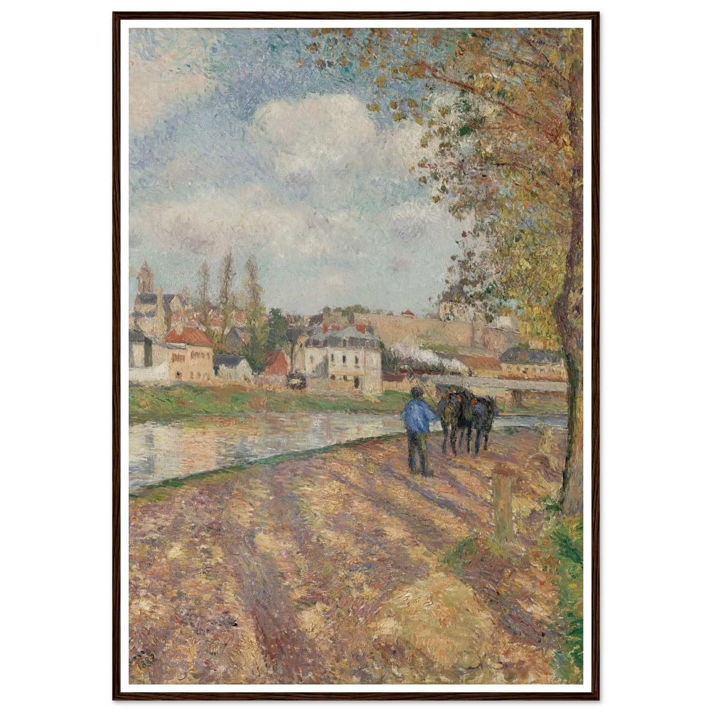 Chemin de l’écluse, Saint-Ouen-l’Aumône (1882) Art Print | Camille Pissarro - Framed Poster - 30x40 cm / 12x16″ - Black frame