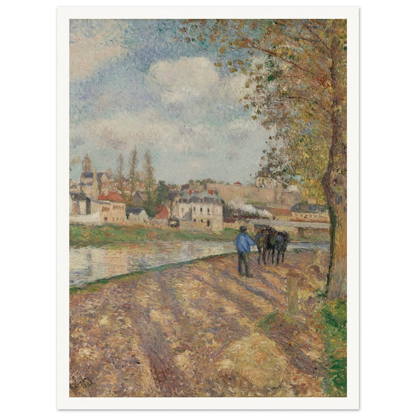 Chemin de l’écluse, Saint-Ouen-l’Aumône (1882) Art Print | Camille Pissarro - Framed Poster - 30x40 cm / 12x16″ - Black frame