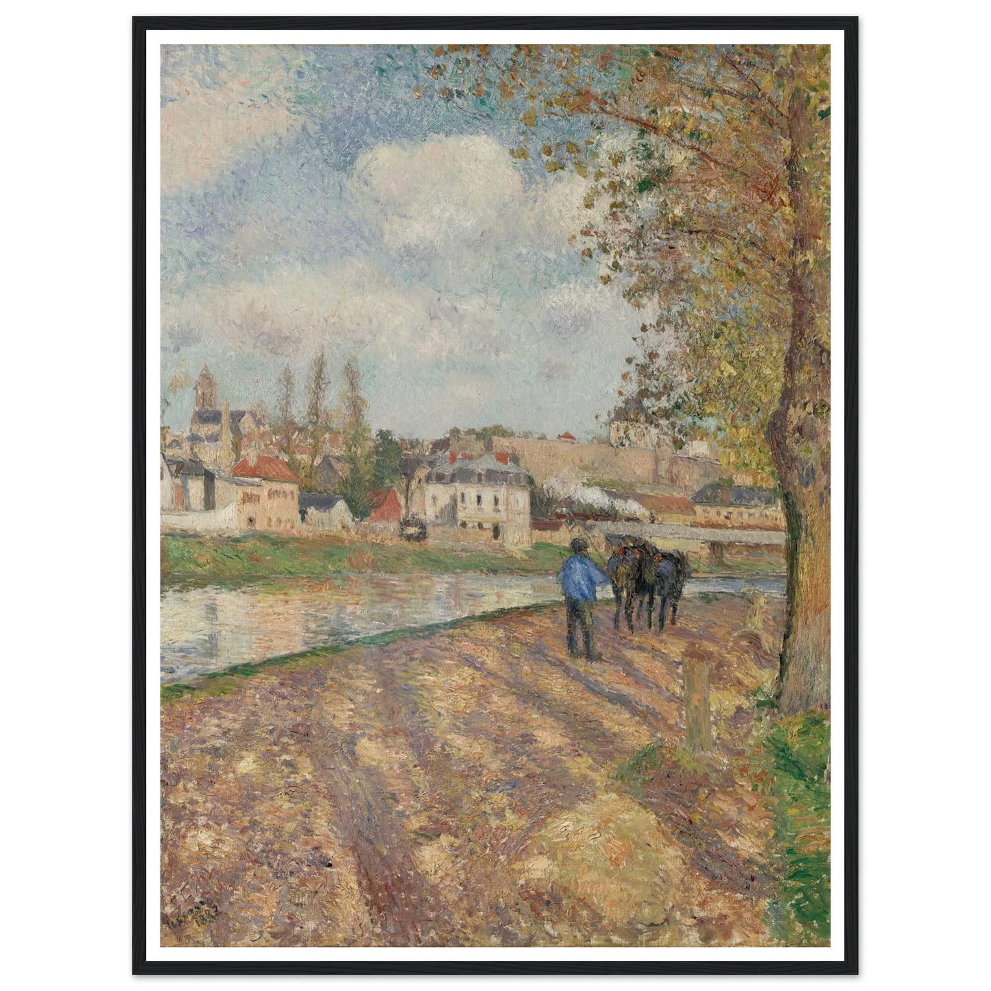 Chemin de l’écluse, Saint-Ouen-l’Aumône (1882) Art Print | Camille Pissarro - Framed Poster - 30x40 cm / 12x16″ - Black frame