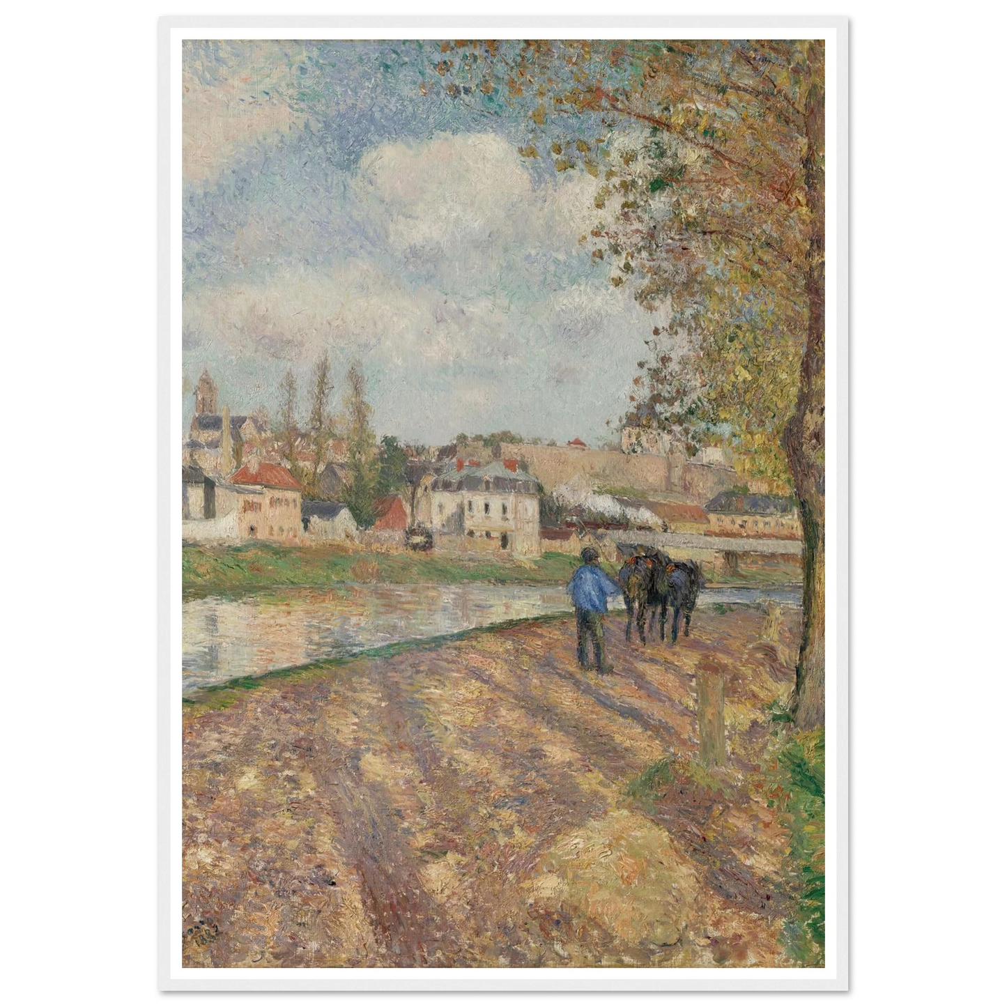Chemin de l’écluse, Saint-Ouen-l’Aumône (1882) Art Print | Camille Pissarro - Framed Poster - 30x40 cm / 12x16″ - Black frame