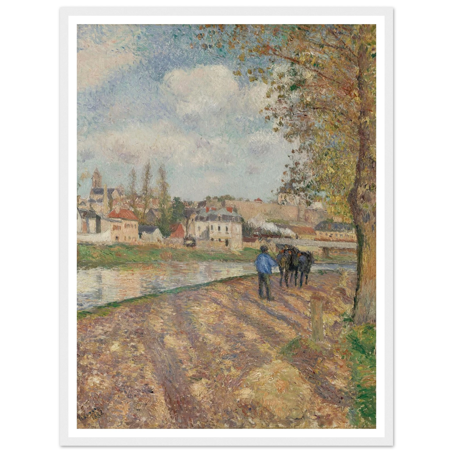 Chemin de l’écluse, Saint-Ouen-l’Aumône (1882) Art Print | Camille Pissarro - Framed Poster - 30x40 cm / 12x16″ - Black frame
