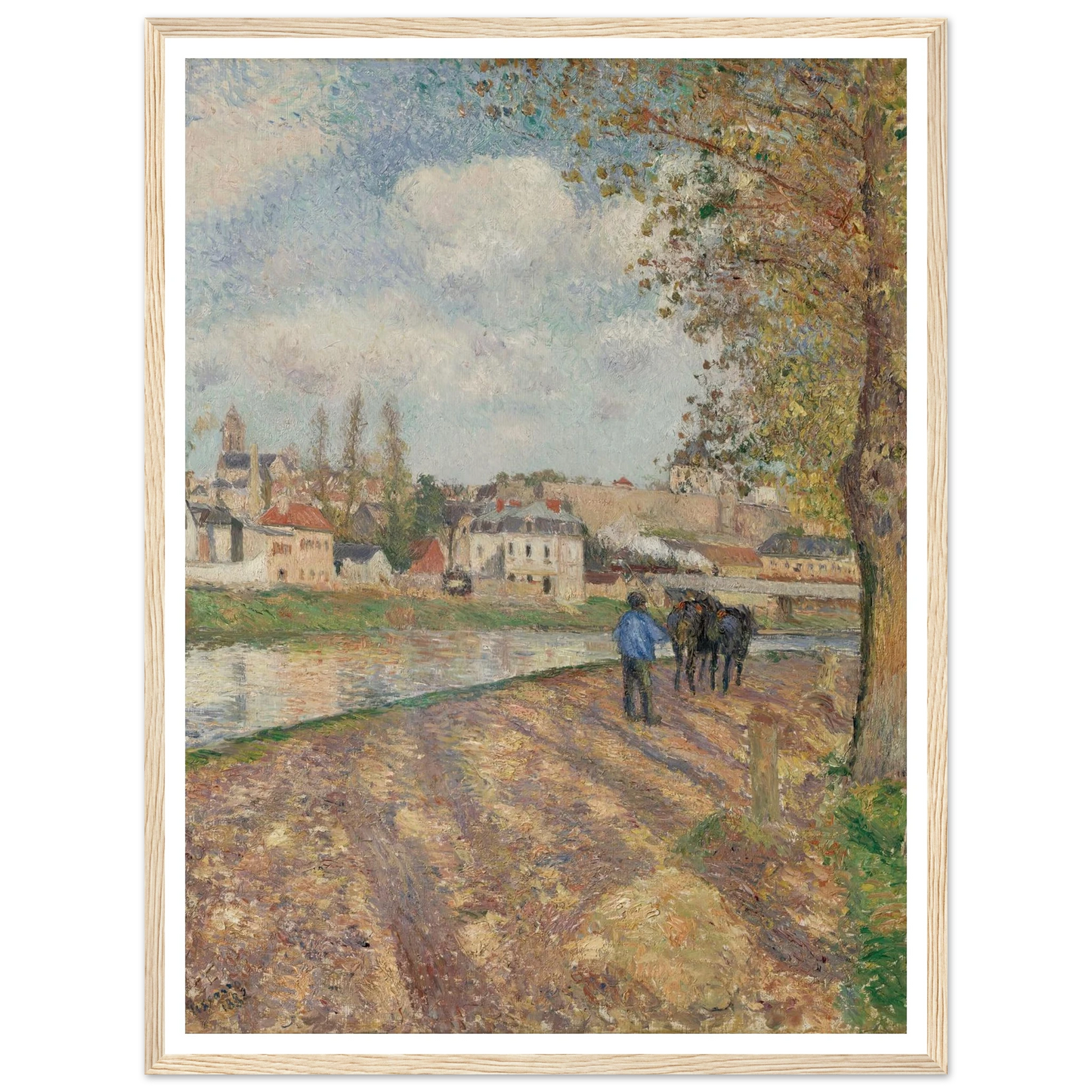 Chemin de l’écluse, Saint-Ouen-l’Aumône (1882) Art Print | Camille Pissarro - Framed Poster - 30x40 cm / 12x16″ - Black frame
