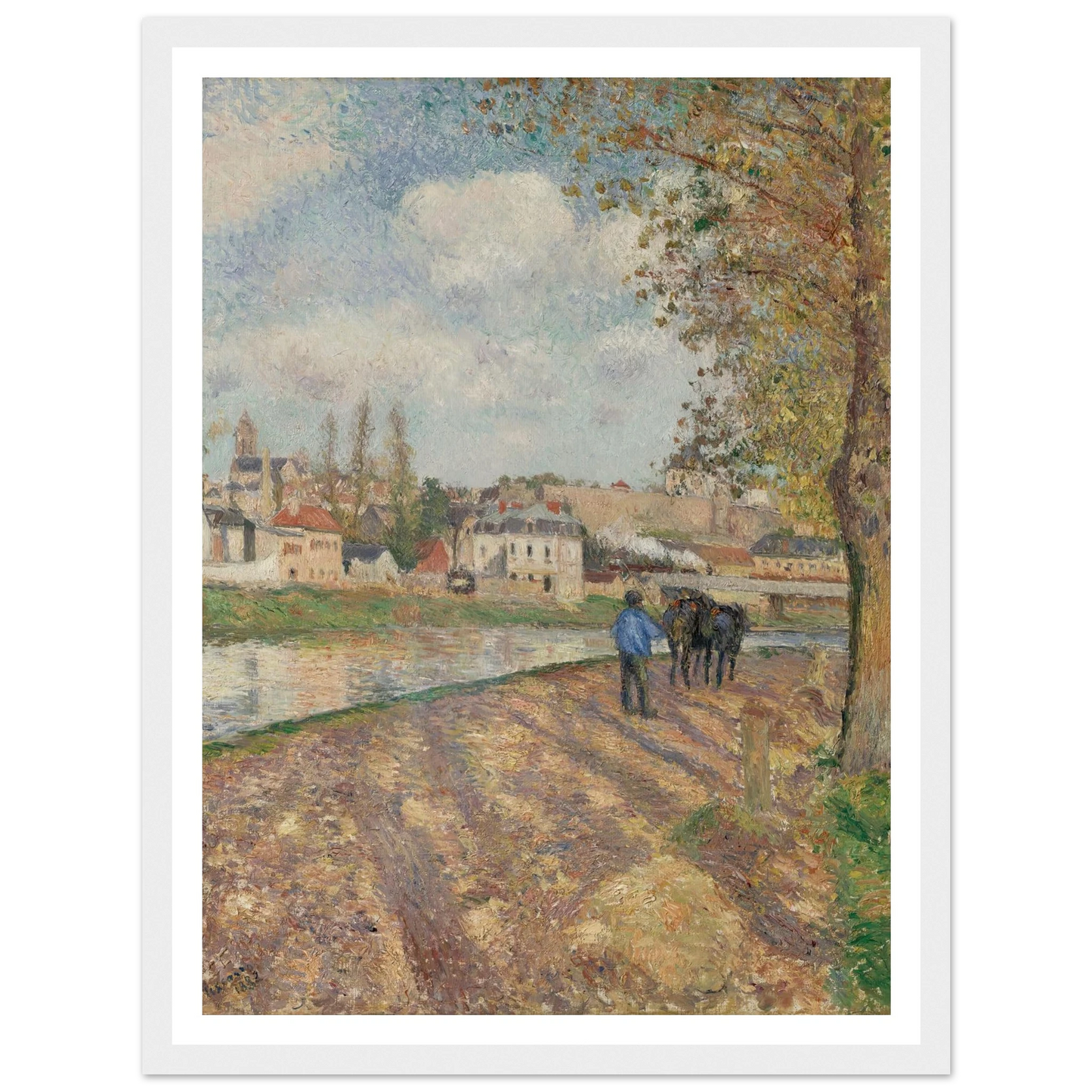 Chemin de l’écluse, Saint-Ouen-l’Aumône (1882) Art Print | Camille Pissarro - Framed Poster - 30x40 cm / 12x16″ - Black frame