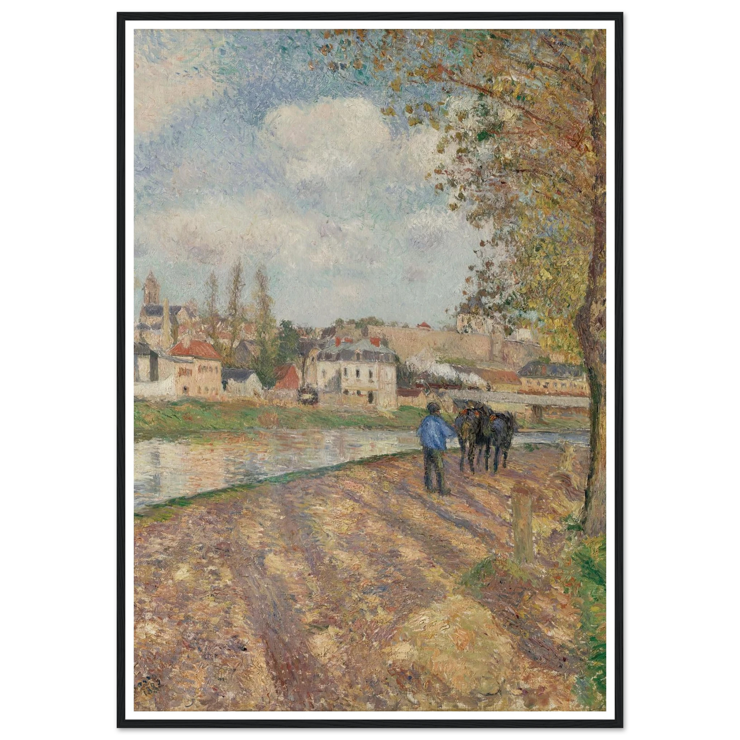 Chemin de l’écluse, Saint-Ouen-l’Aumône (1882) Art Print | Camille Pissarro - Framed Poster - 30x40 cm / 12x16″ - Black frame