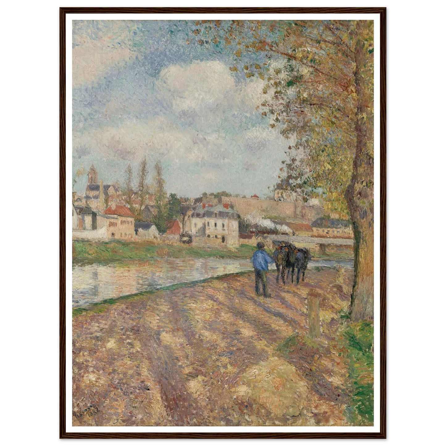 Chemin de l’écluse, Saint-Ouen-l’Aumône (1882) Art Print | Camille Pissarro - Framed Poster - 30x40 cm / 12x16″ - Black frame