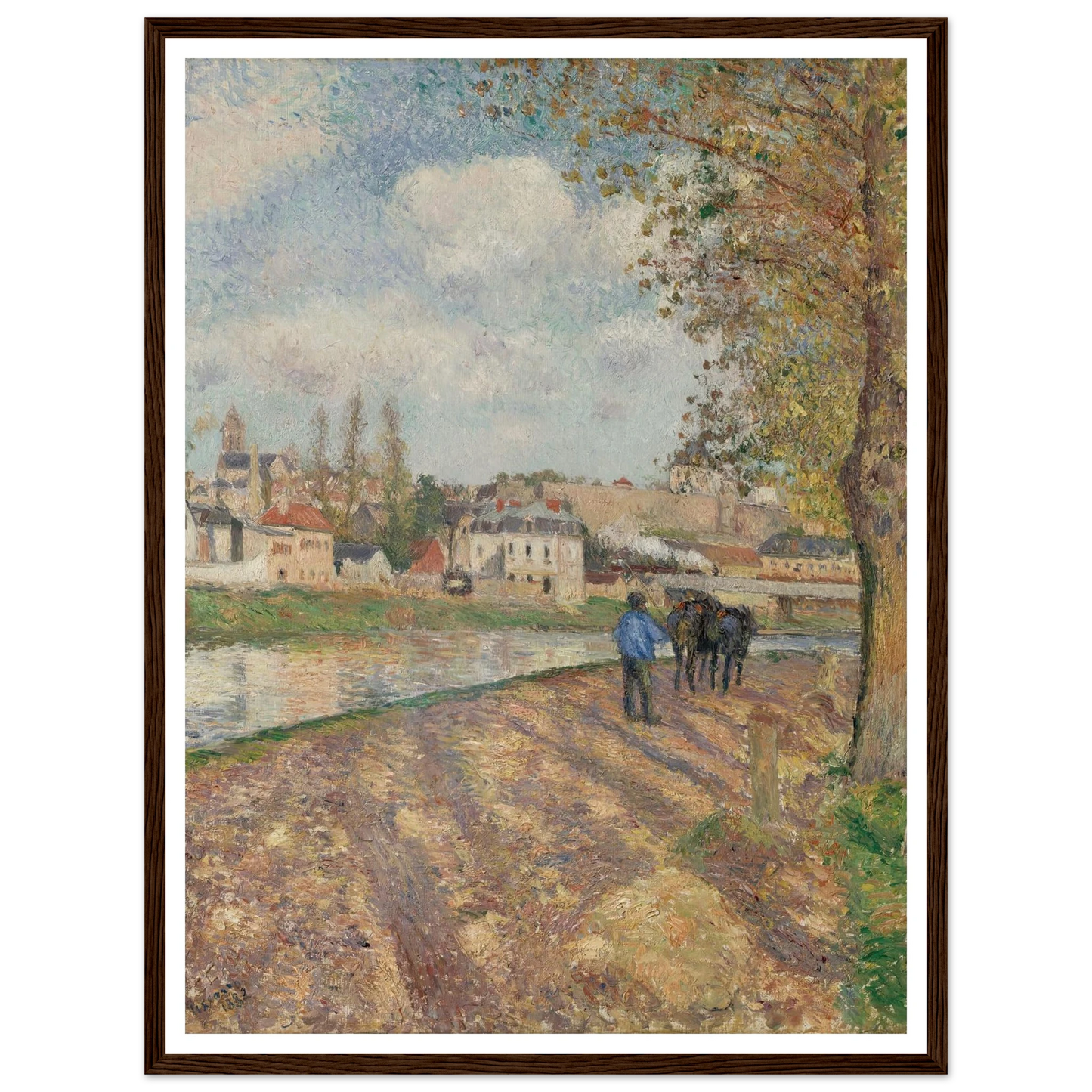 Chemin de l’écluse, Saint-Ouen-l’Aumône (1882) Art Print | Camille Pissarro - Framed Poster - 30x40 cm / 12x16″ - Black frame