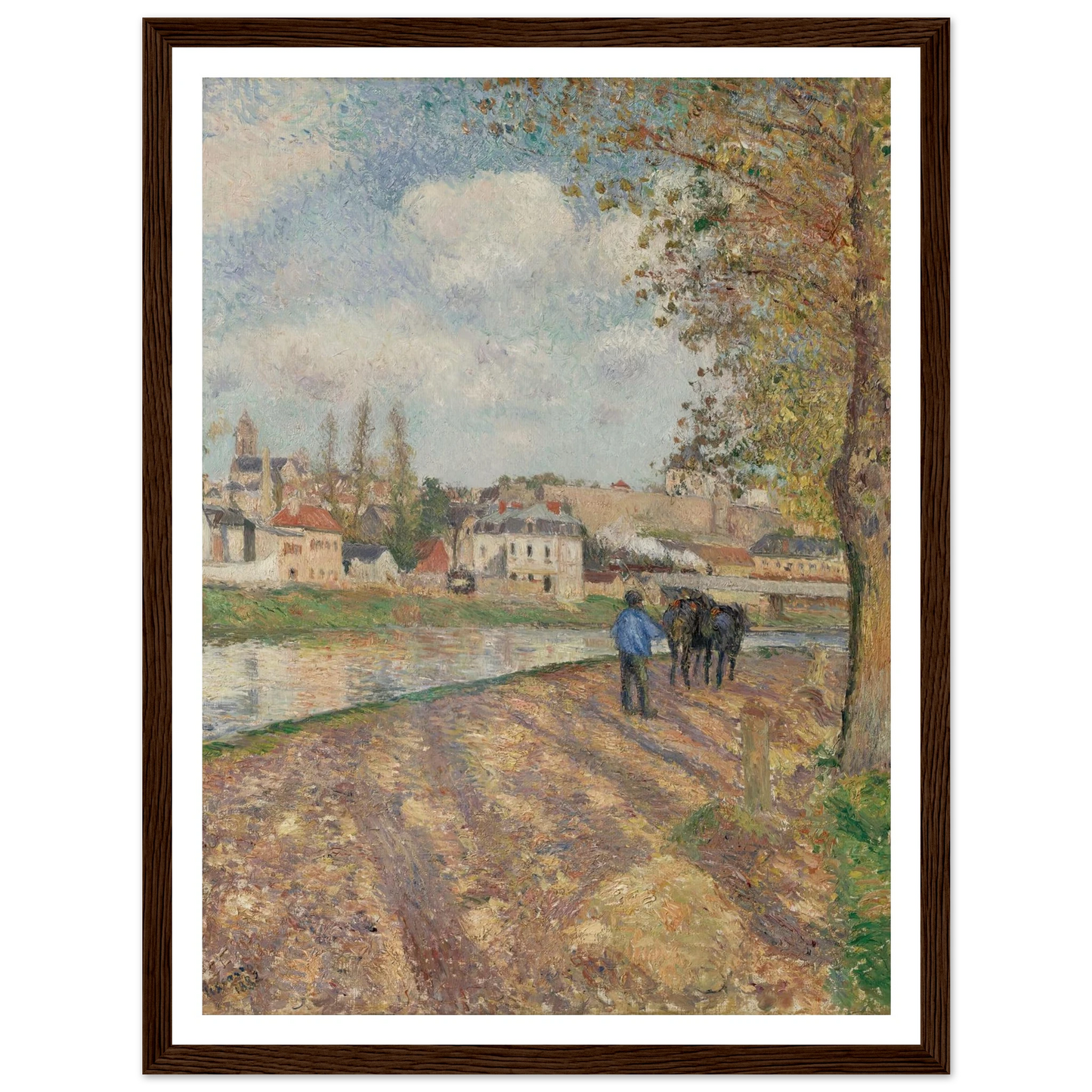 Chemin de l’écluse, Saint-Ouen-l’Aumône (1882) Art Print | Camille Pissarro - Framed Poster - 30x40 cm / 12x16″ - Black frame
