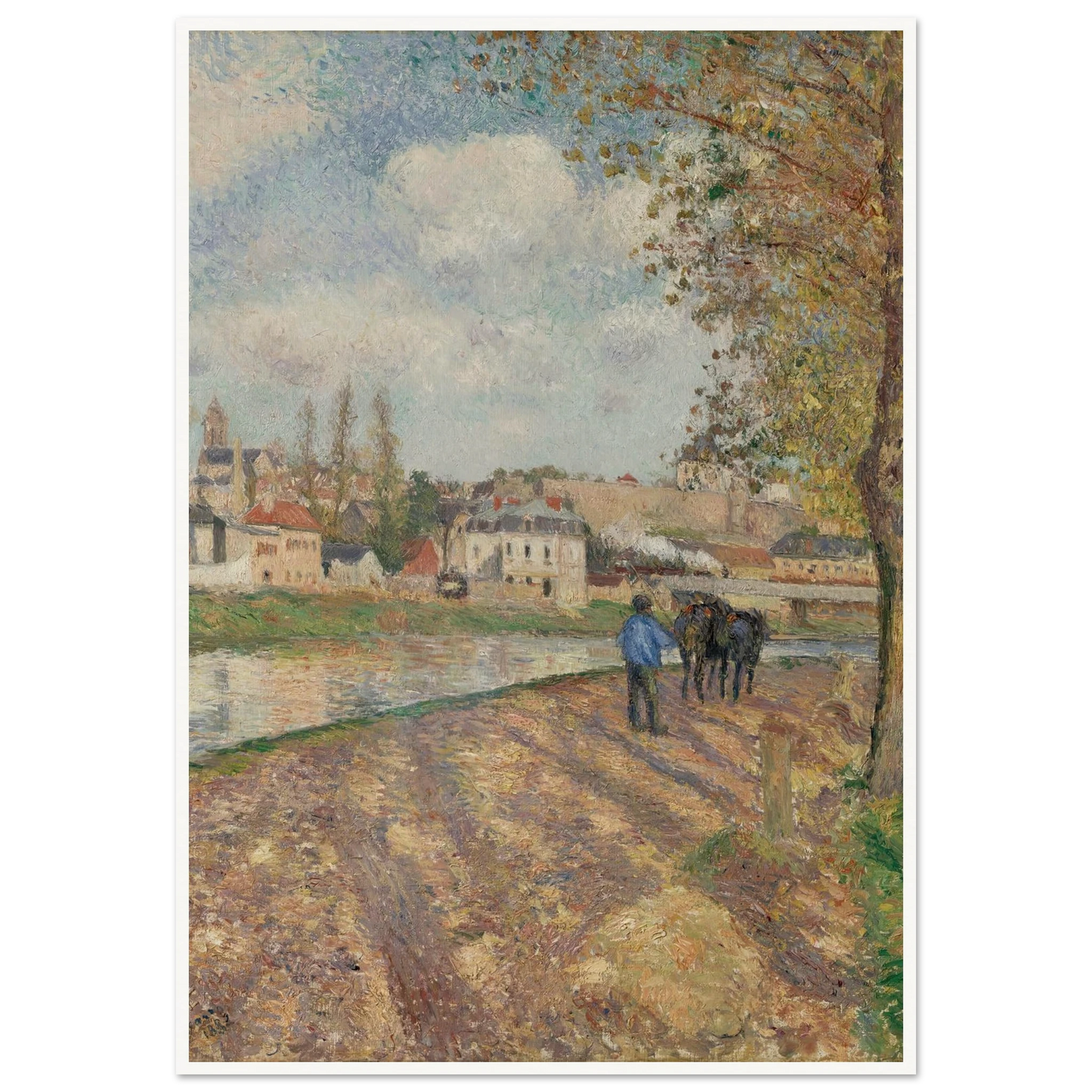 Chemin de l’écluse, Saint-Ouen-l’Aumône (1882) Art Print | Camille Pissarro - Framed Poster - 30x40 cm / 12x16″ - Black frame