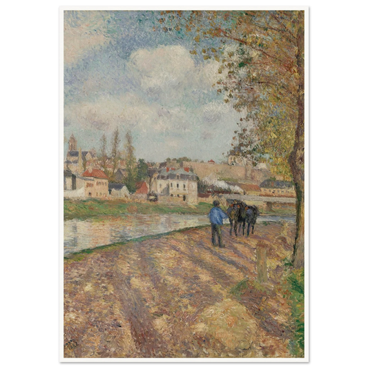 Chemin de l’écluse, Saint-Ouen-l’Aumône (1882) Art Print | Camille Pissarro - Framed Poster - 30x40 cm / 12x16″ - Black frame