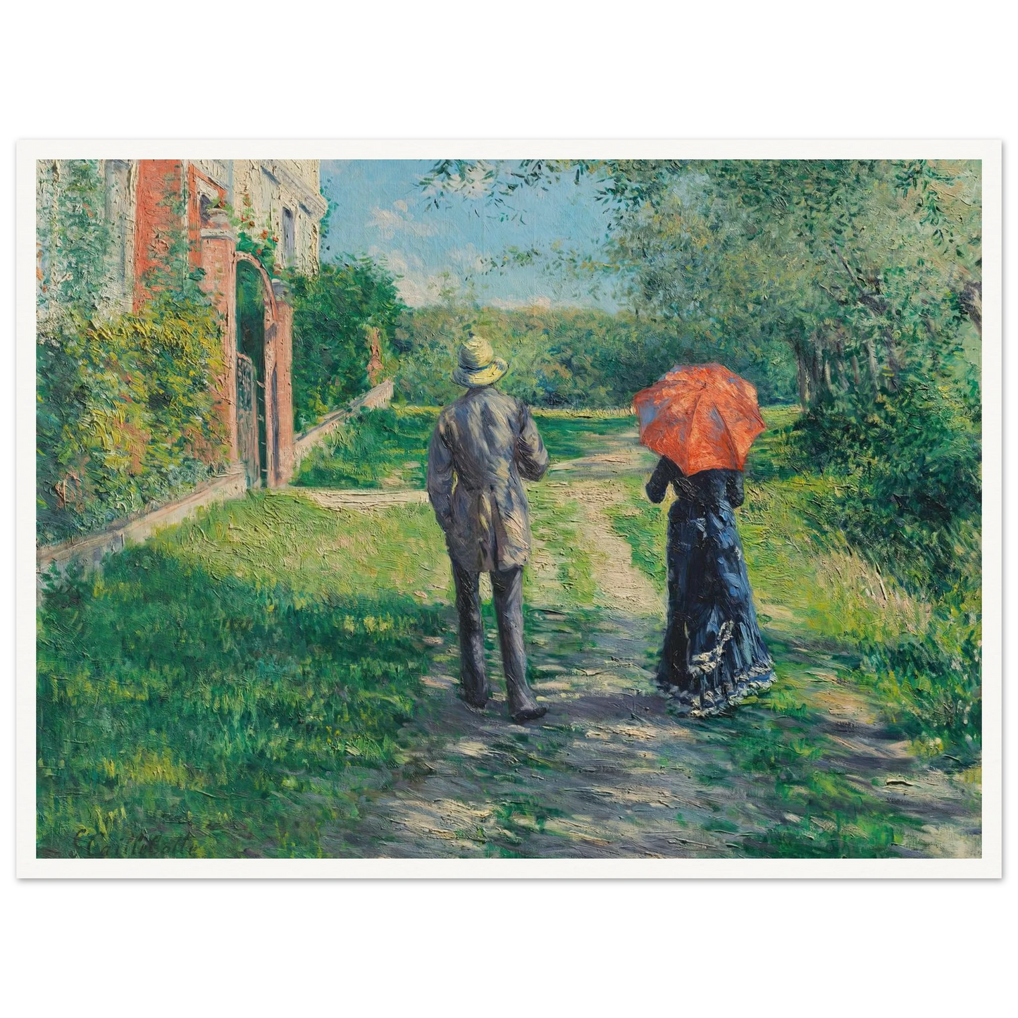 Chemin Montant (1881) Art Print | Gustave Caillebotte - Framed Poster - 30x40 cm / 12x16″ - Black frame