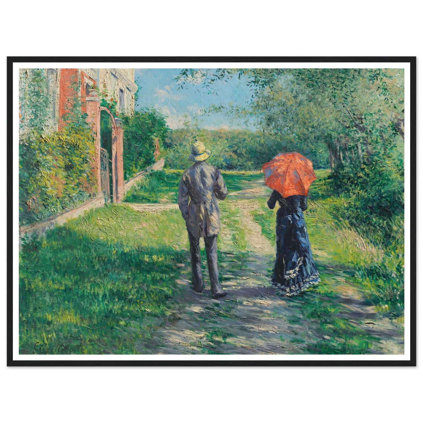 Chemin Montant (1881) Art Print | Gustave Caillebotte - Framed Poster - 30x40 cm / 12x16″ - Black frame