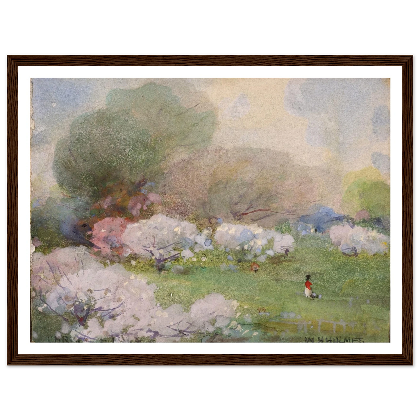 Cherry Blossoms Art Print | William Henry Holmes - Framed Poster - 30x40 cm / 12x16″ - Black frame