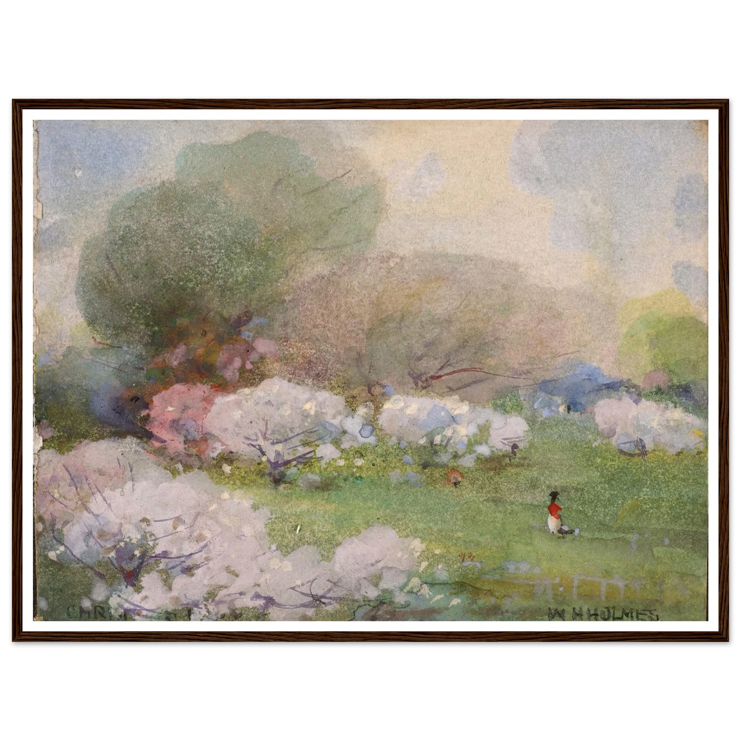 Cherry Blossoms Art Print | William Henry Holmes - Framed Poster - 30x40 cm / 12x16″ - Black frame