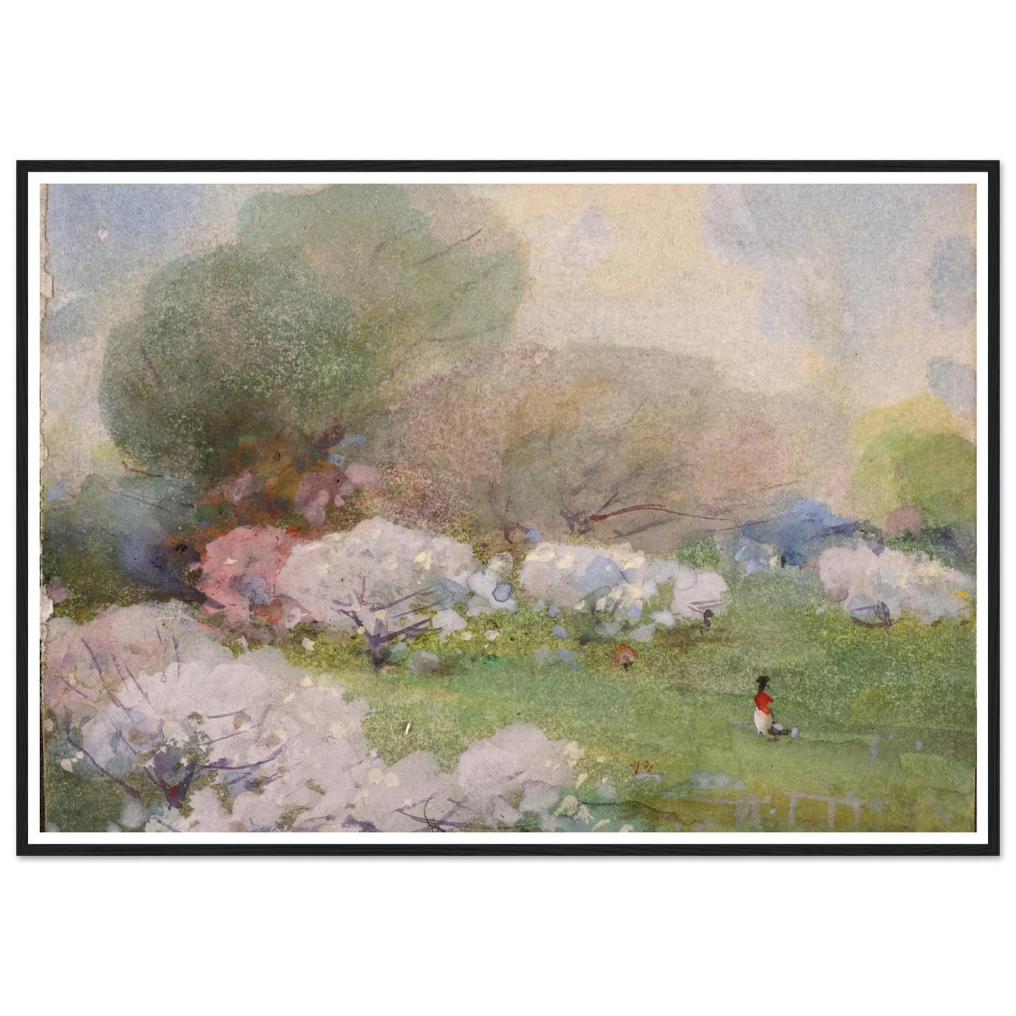 Cherry Blossoms Art Print | William Henry Holmes - Framed Poster - 30x40 cm / 12x16″ - Black frame