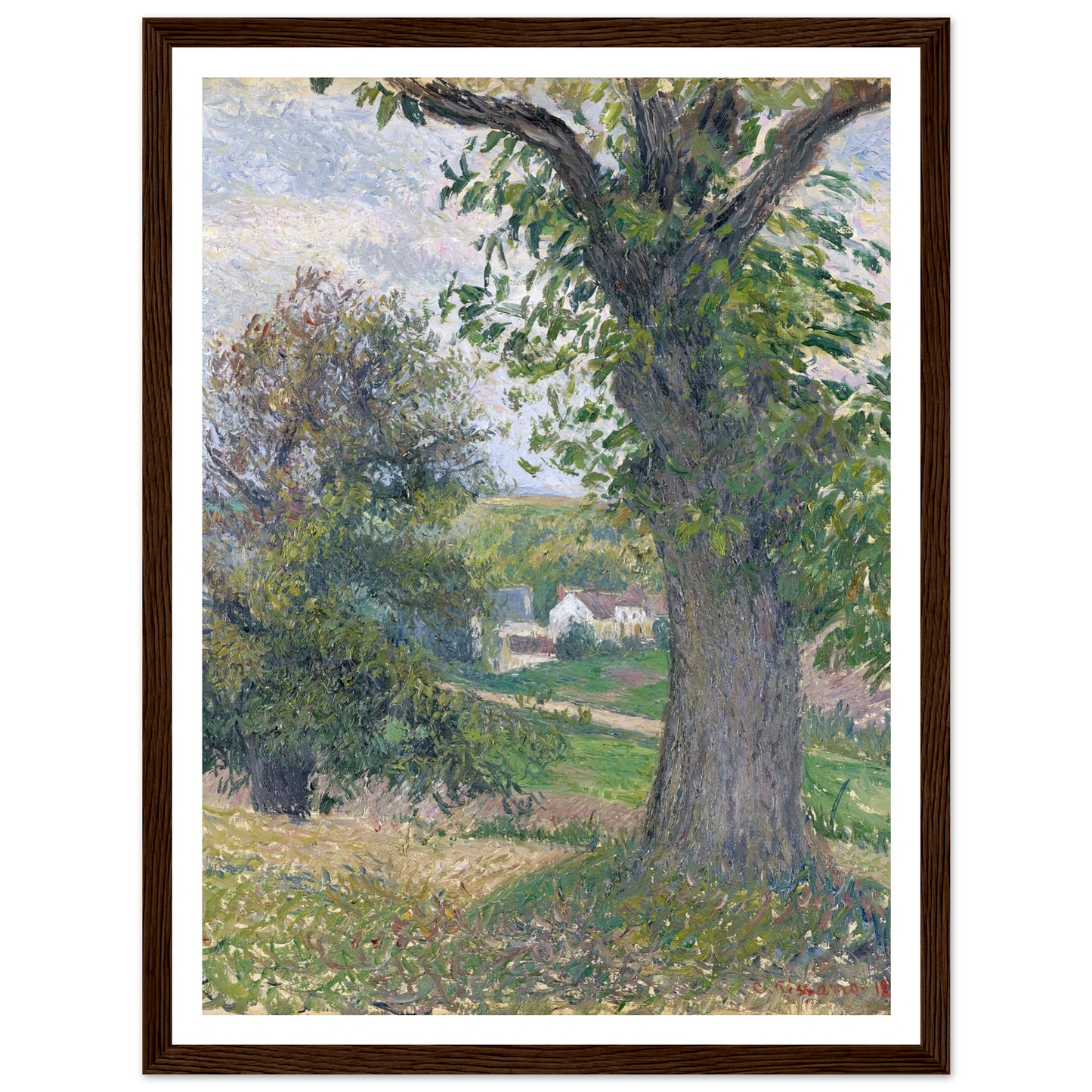 Chestnut Trees in Osny (1883) Art Print | Camille Pissarro - Framed Poster - 30x40 cm / 12x16″ - Black frame