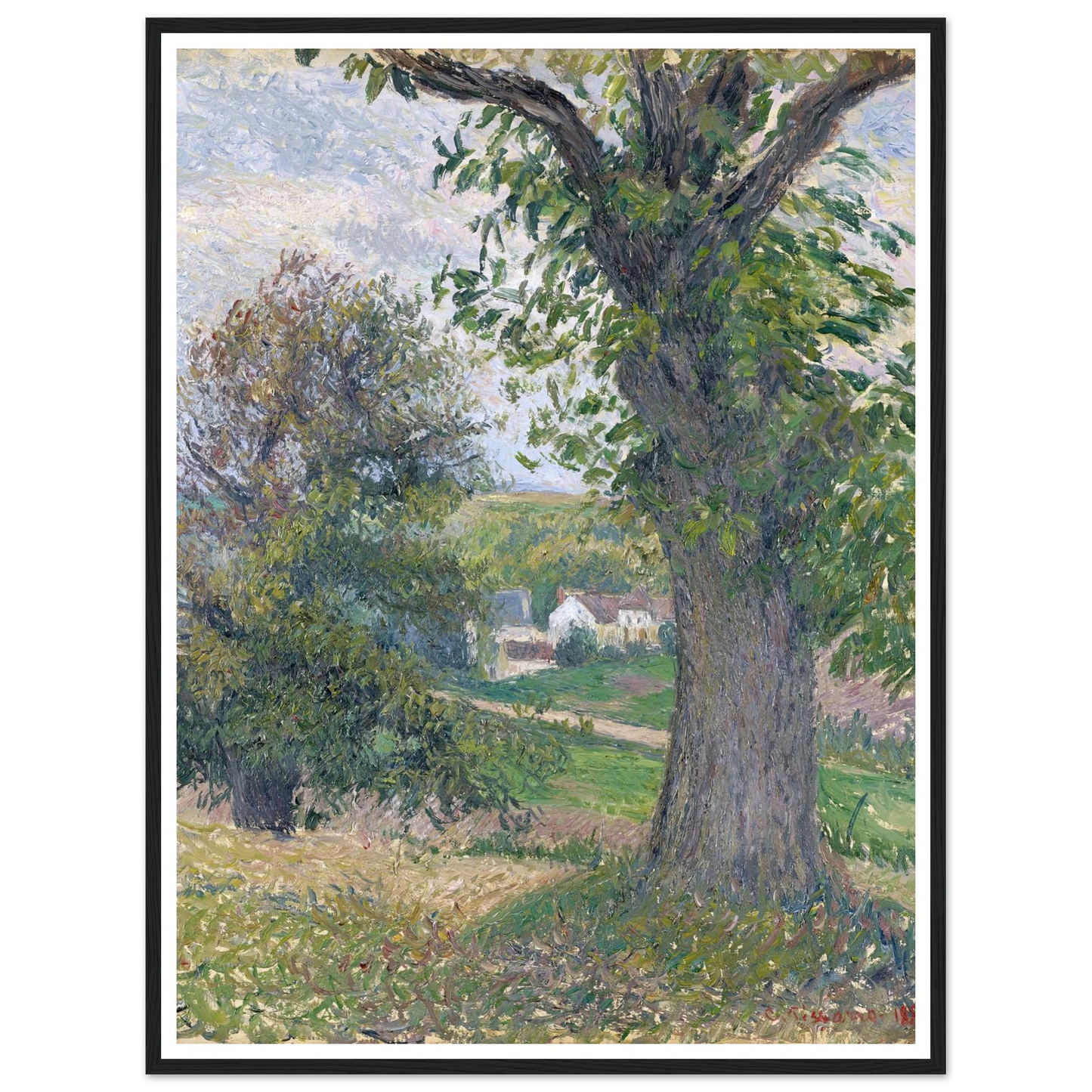 Chestnut Trees in Osny (1883) Art Print | Camille Pissarro - Framed Poster - 30x40 cm / 12x16″ - Black frame