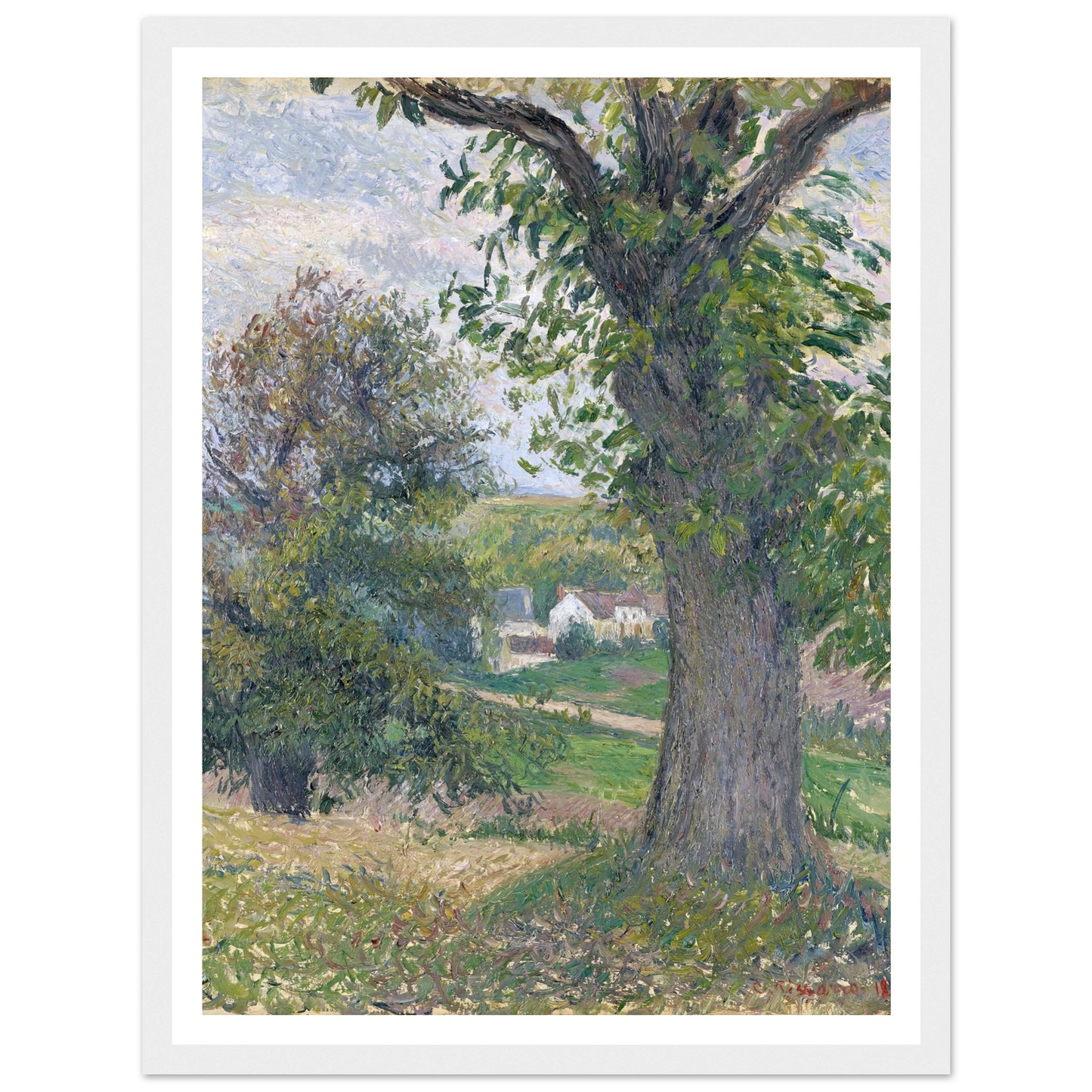 Chestnut Trees in Osny (1883) Art Print | Camille Pissarro - Framed Poster - 30x40 cm / 12x16″ - Black frame