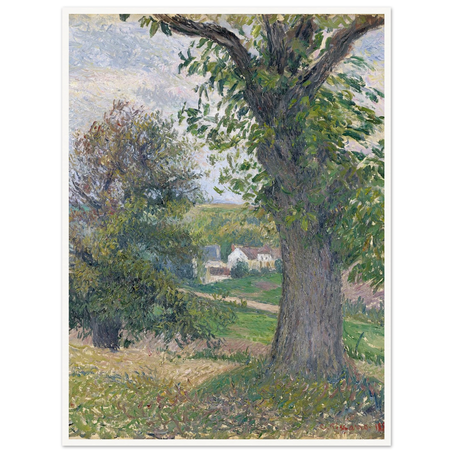 Chestnut Trees in Osny (1883) Art Print | Camille Pissarro - Framed Poster - 30x40 cm / 12x16″ - Black frame