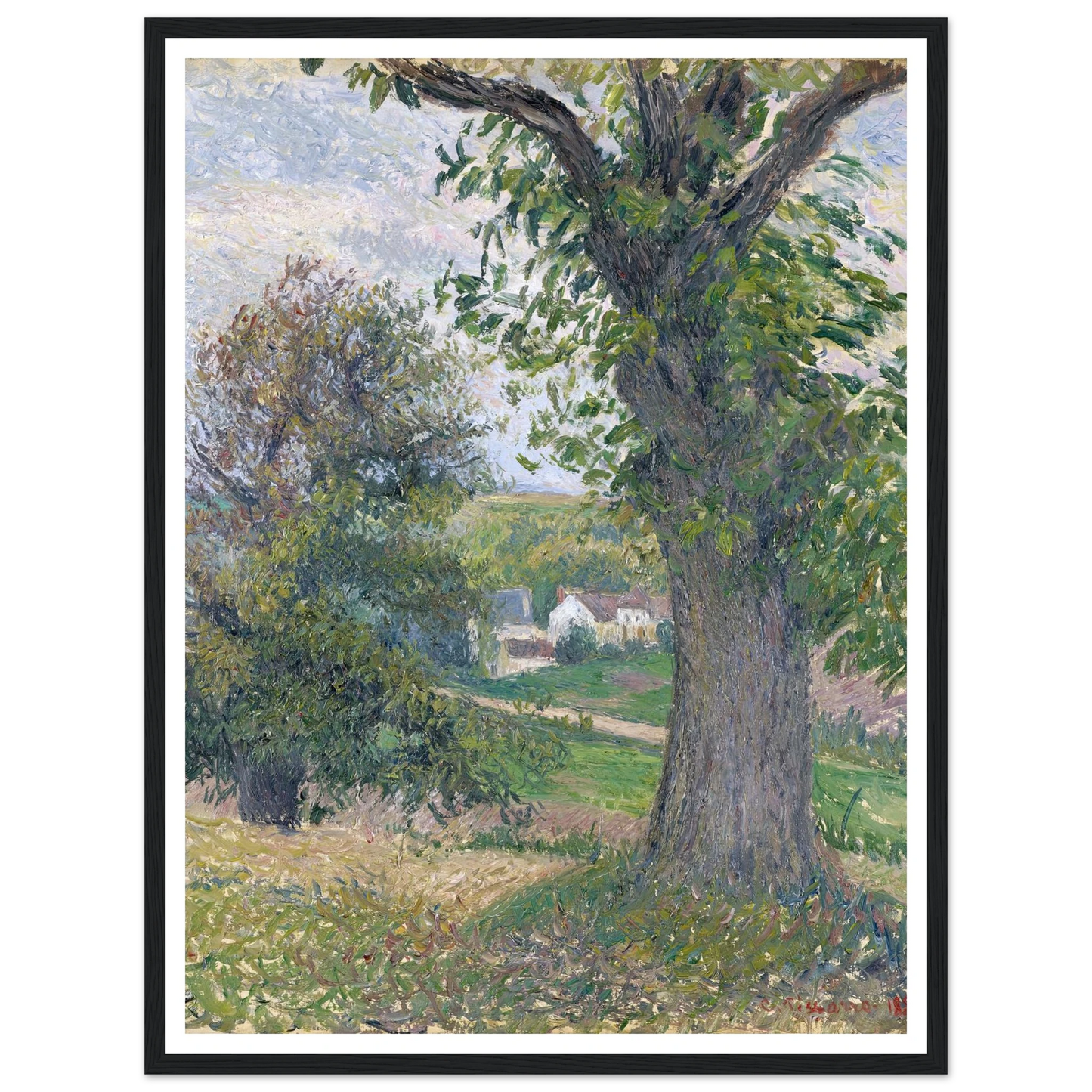 Chestnut Trees in Osny (1883) Art Print | Camille Pissarro - Framed Poster - 30x40 cm / 12x16″ - Black frame