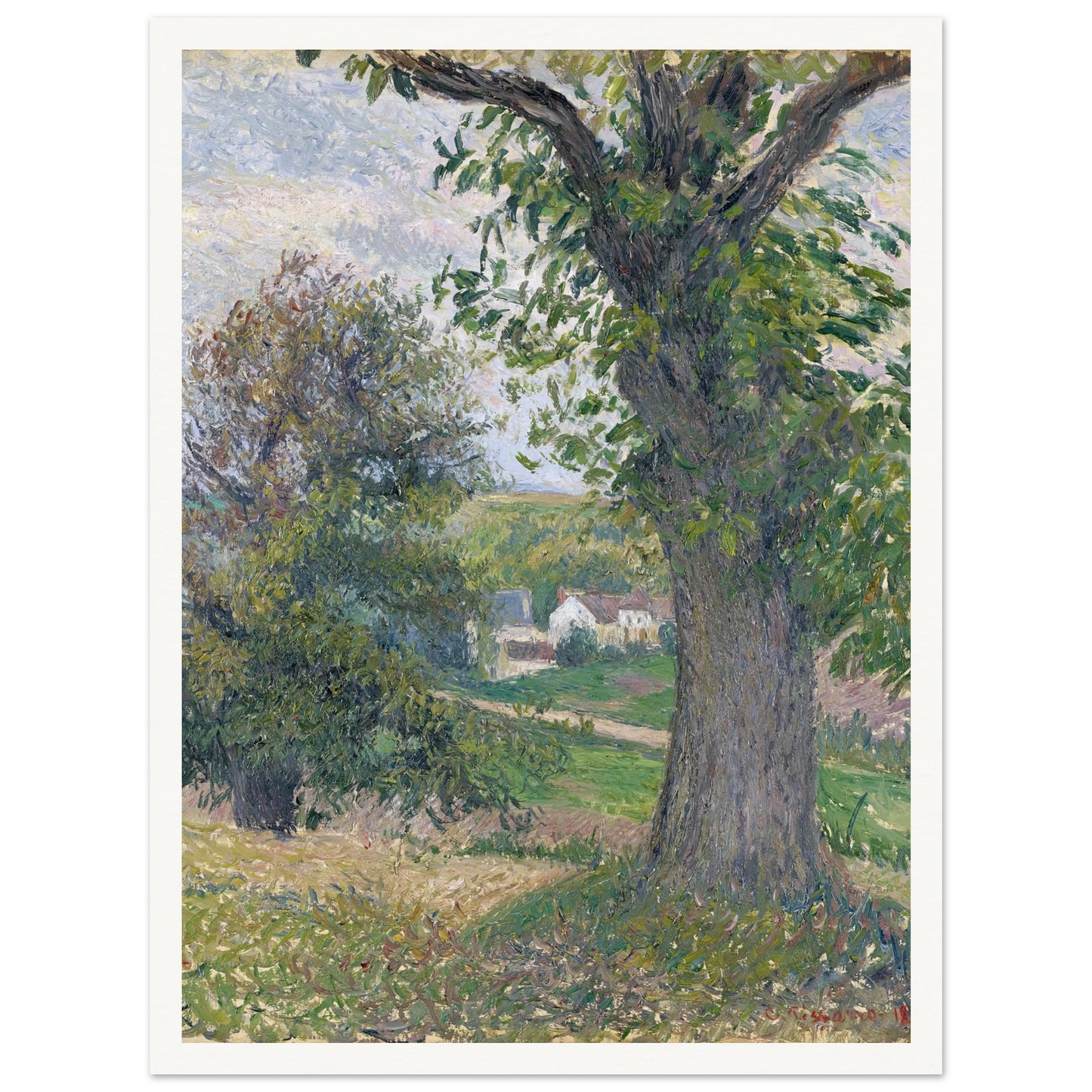 Chestnut Trees in Osny (1883) Art Print | Camille Pissarro - Framed Poster - 30x40 cm / 12x16″ - Black frame