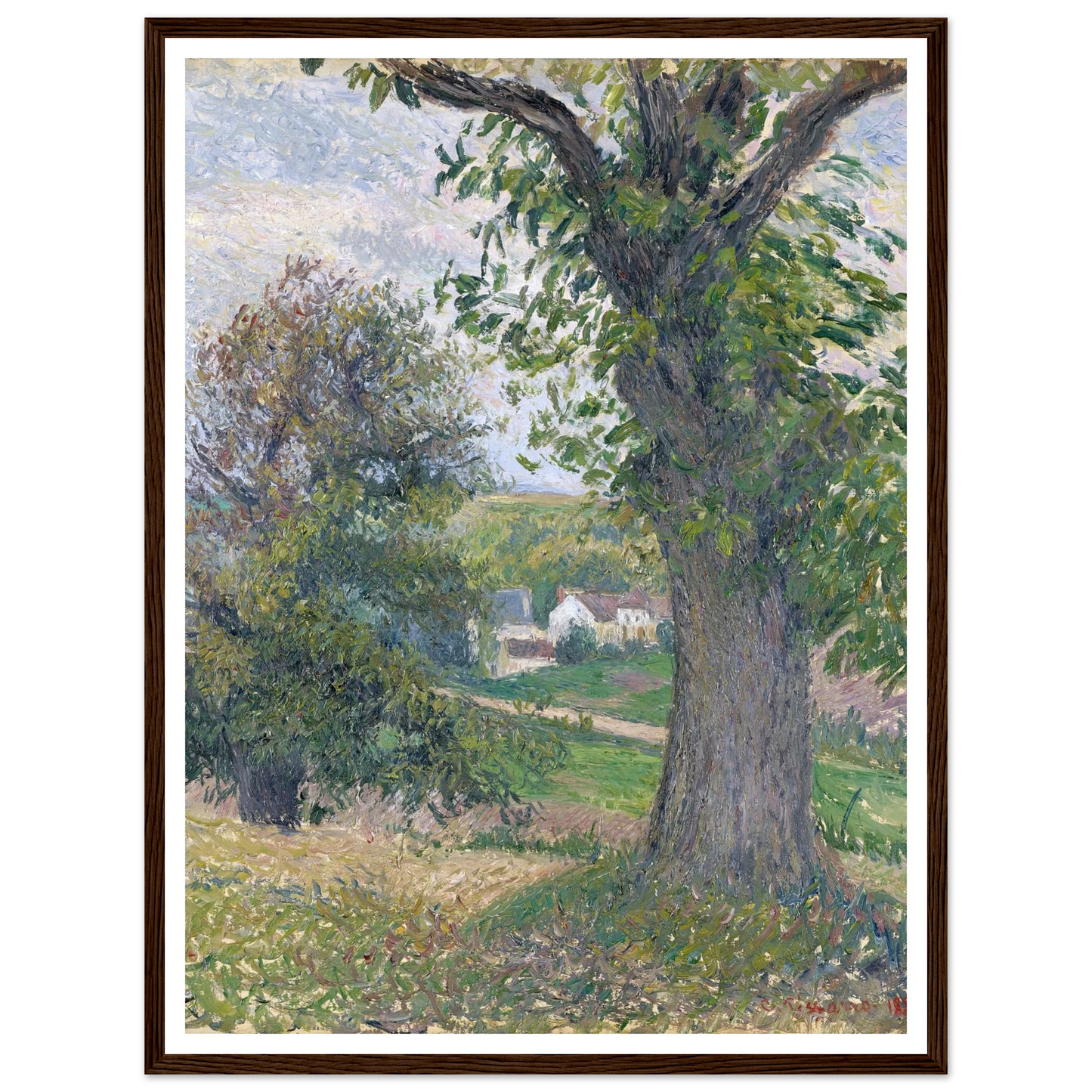 Chestnut Trees in Osny (1883) Art Print | Camille Pissarro - Framed Poster - 30x40 cm / 12x16″ - Black frame