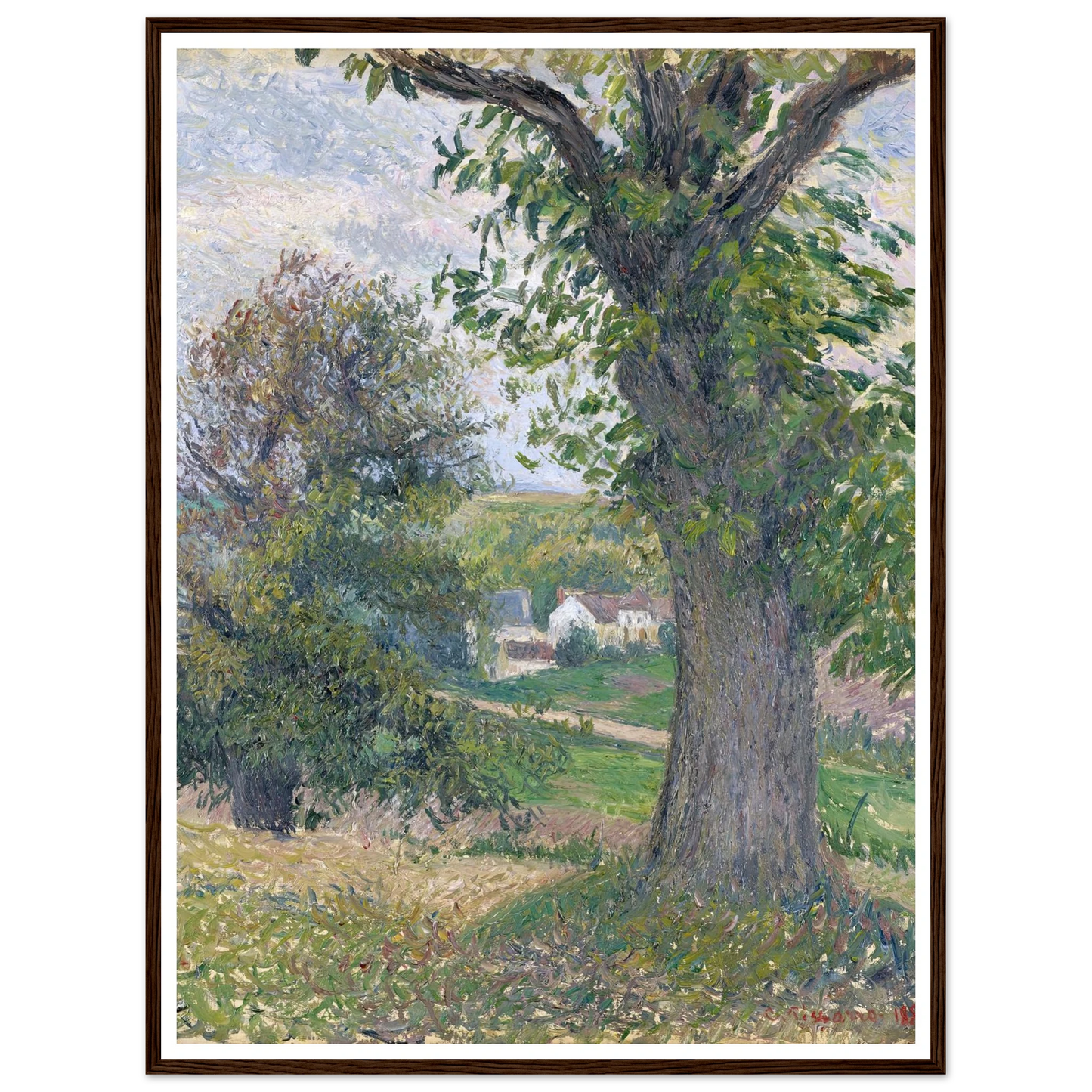 Chestnut Trees in Osny (1883) Art Print | Camille Pissarro - Framed Poster - 30x40 cm / 12x16″ - Black frame