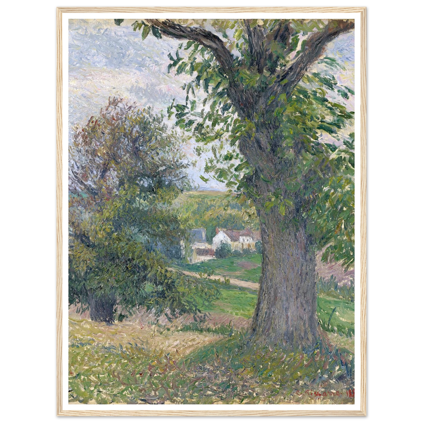 Chestnut Trees in Osny (1883) Art Print | Camille Pissarro - Framed Poster - 30x40 cm / 12x16″ - Black frame