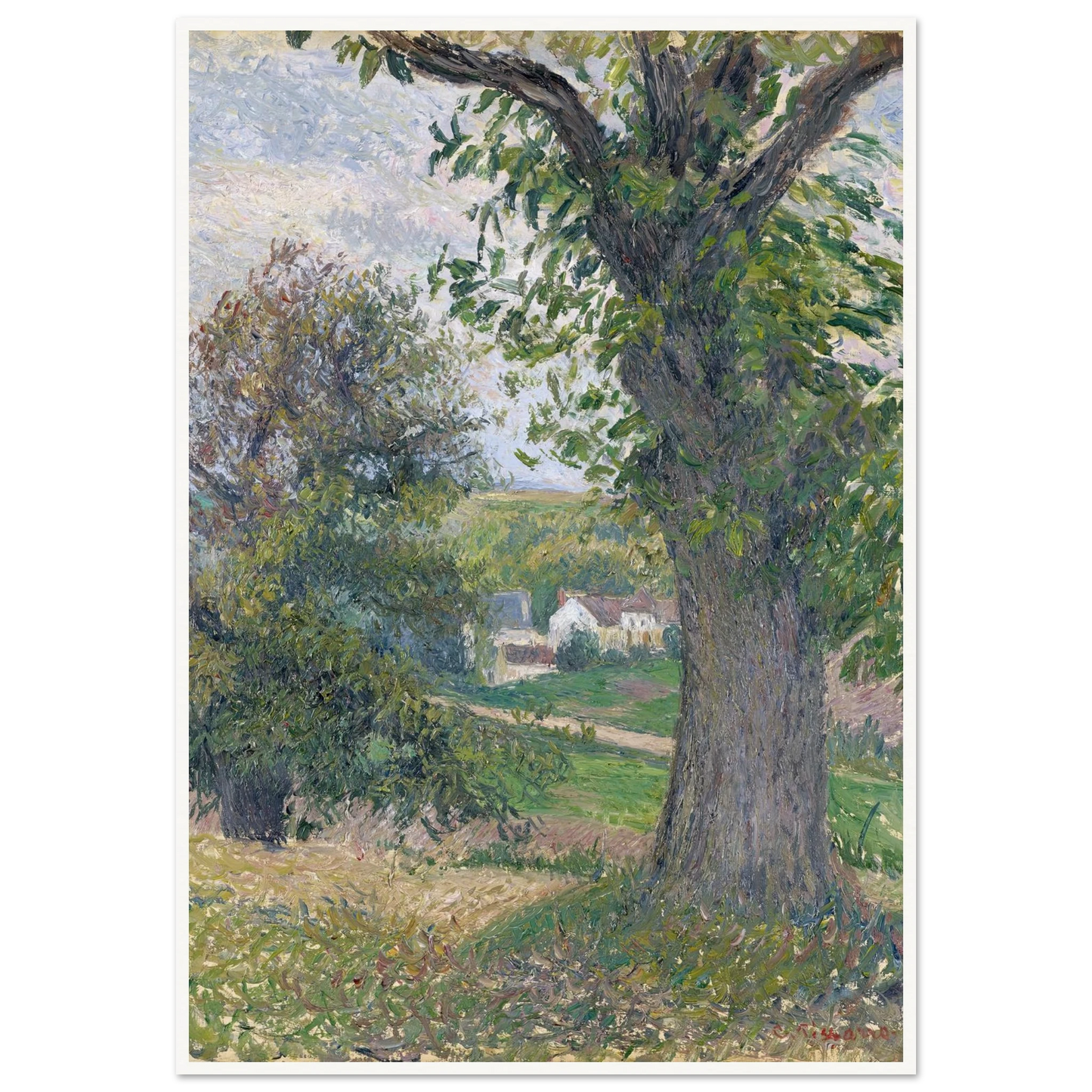 Chestnut Trees in Osny (1883) Art Print | Camille Pissarro - Framed Poster - 30x40 cm / 12x16″ - Black frame