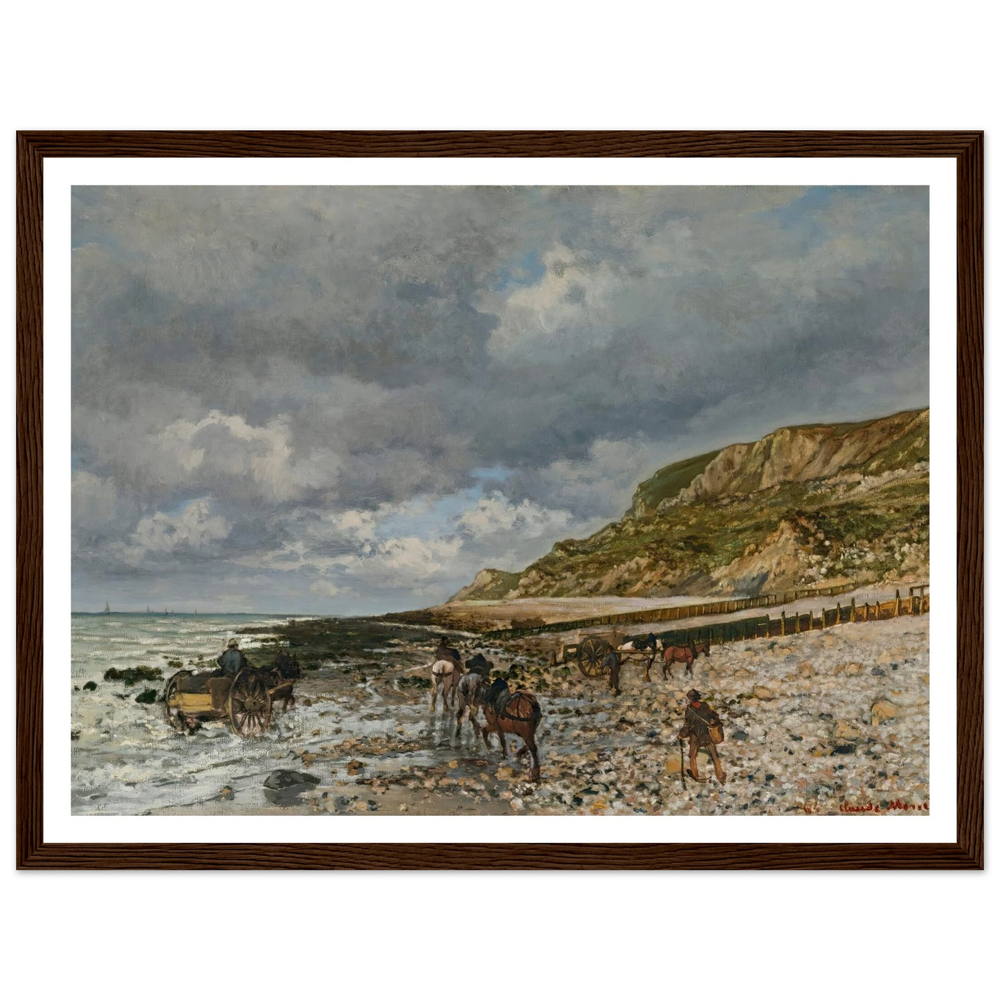 Chevaux À La Pointe De La Hève (1864) Art Print | Claude Monet - Framed Poster - 30x40 cm / 12x16″ - Black frame