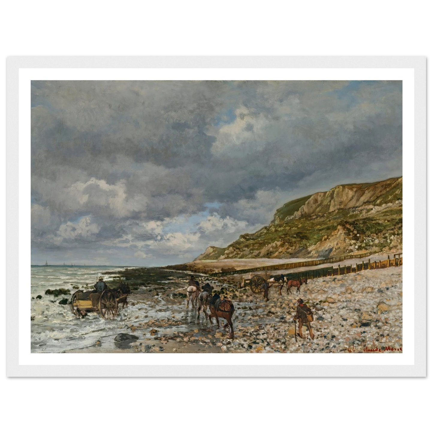 Chevaux À La Pointe De La Hève (1864) Art Print | Claude Monet - Framed Poster - 30x40 cm / 12x16″ - Black frame