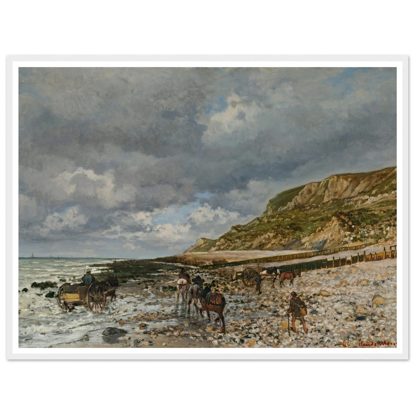 Chevaux À La Pointe De La Hève (1864) Art Print | Claude Monet - Framed Poster - 30x40 cm / 12x16″ - Black frame