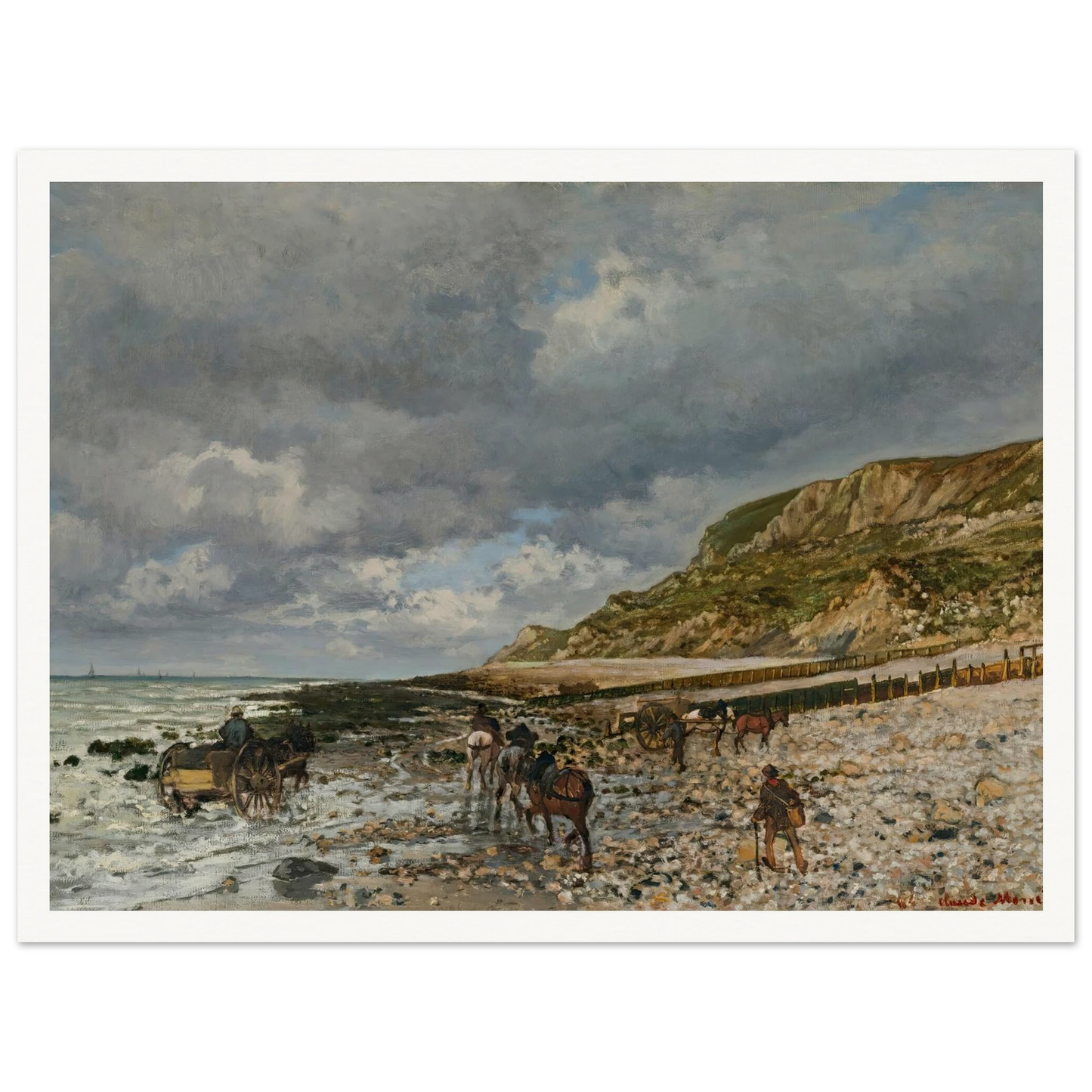 Chevaux À La Pointe De La Hève (1864) Art Print | Claude Monet - Framed Poster - 30x40 cm / 12x16″ - Black frame