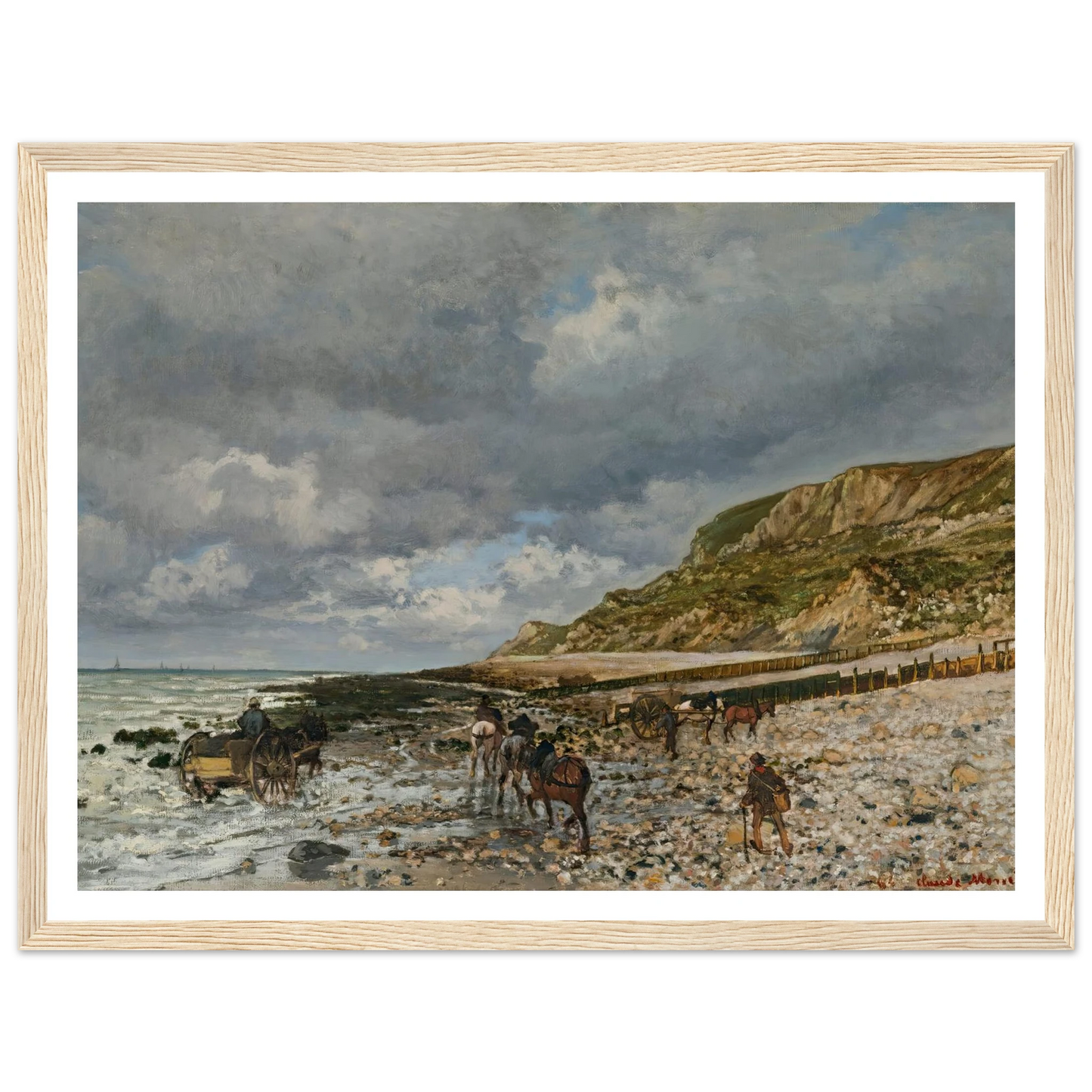 Chevaux À La Pointe De La Hève (1864) Art Print | Claude Monet - Framed Poster - 30x40 cm / 12x16″ - Black frame