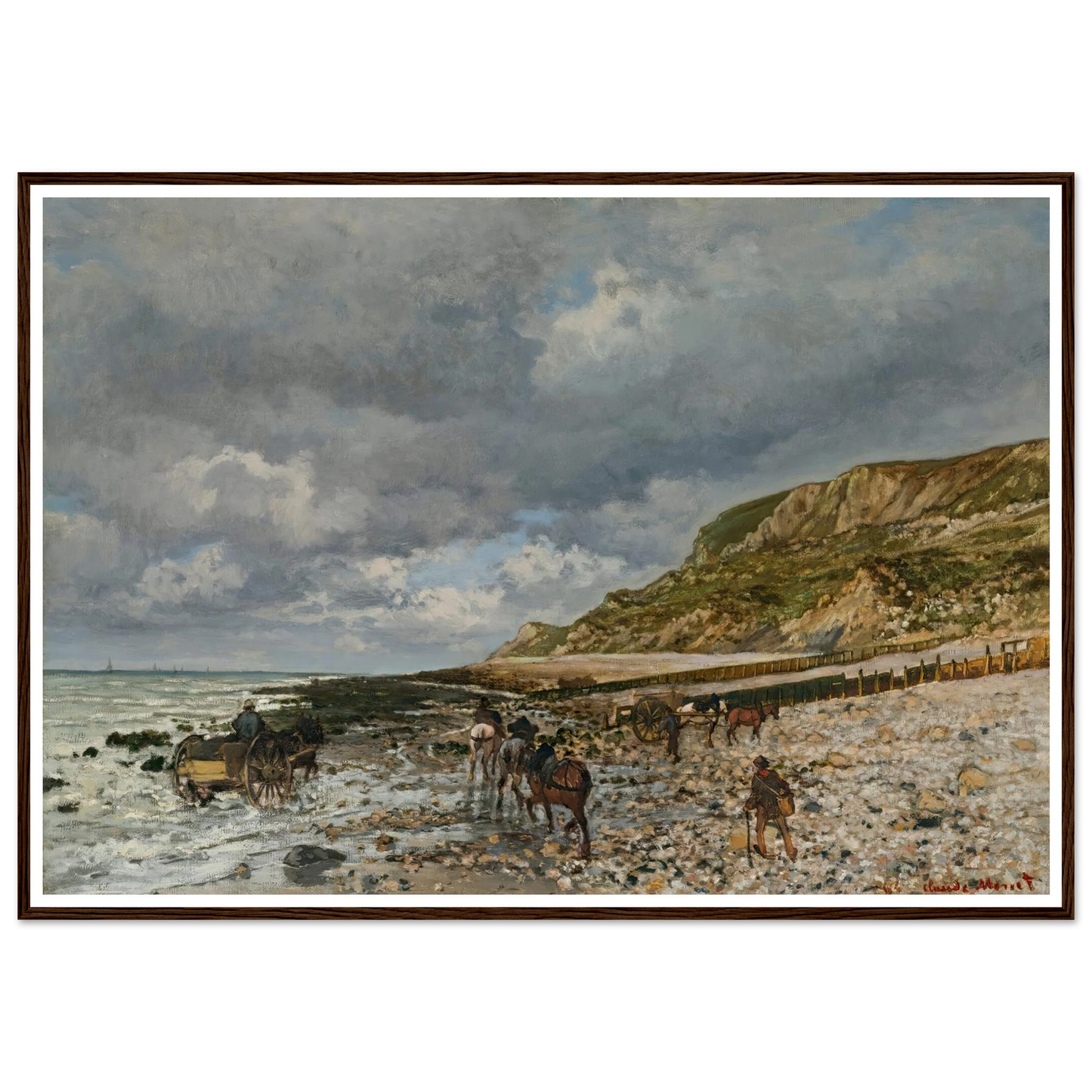 Chevaux À La Pointe De La Hève (1864) Art Print | Claude Monet - Framed Poster - 30x40 cm / 12x16″ - Black frame