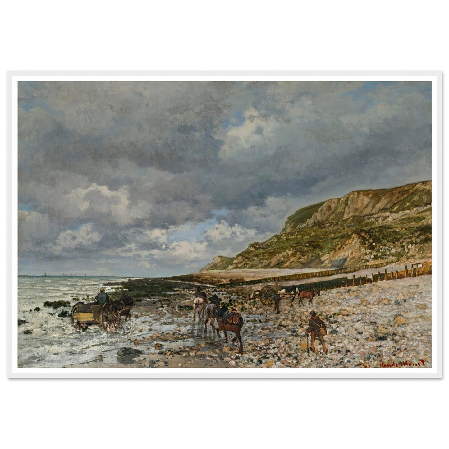 Chevaux À La Pointe De La Hève (1864) Art Print | Claude Monet - Framed Poster - 30x40 cm / 12x16″ - Black frame