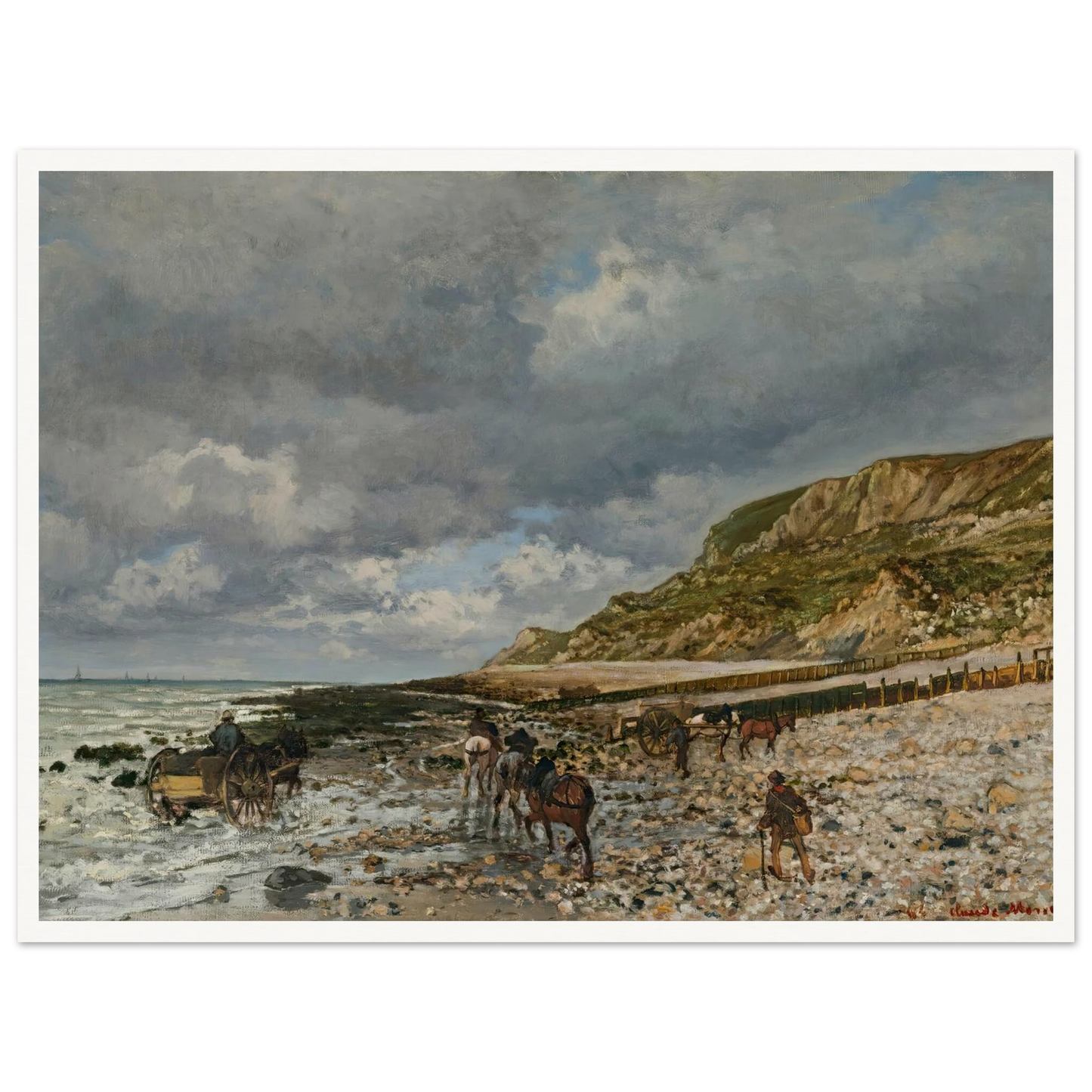 Chevaux À La Pointe De La Hève (1864) Art Print | Claude Monet - Framed Poster - 30x40 cm / 12x16″ - Black frame