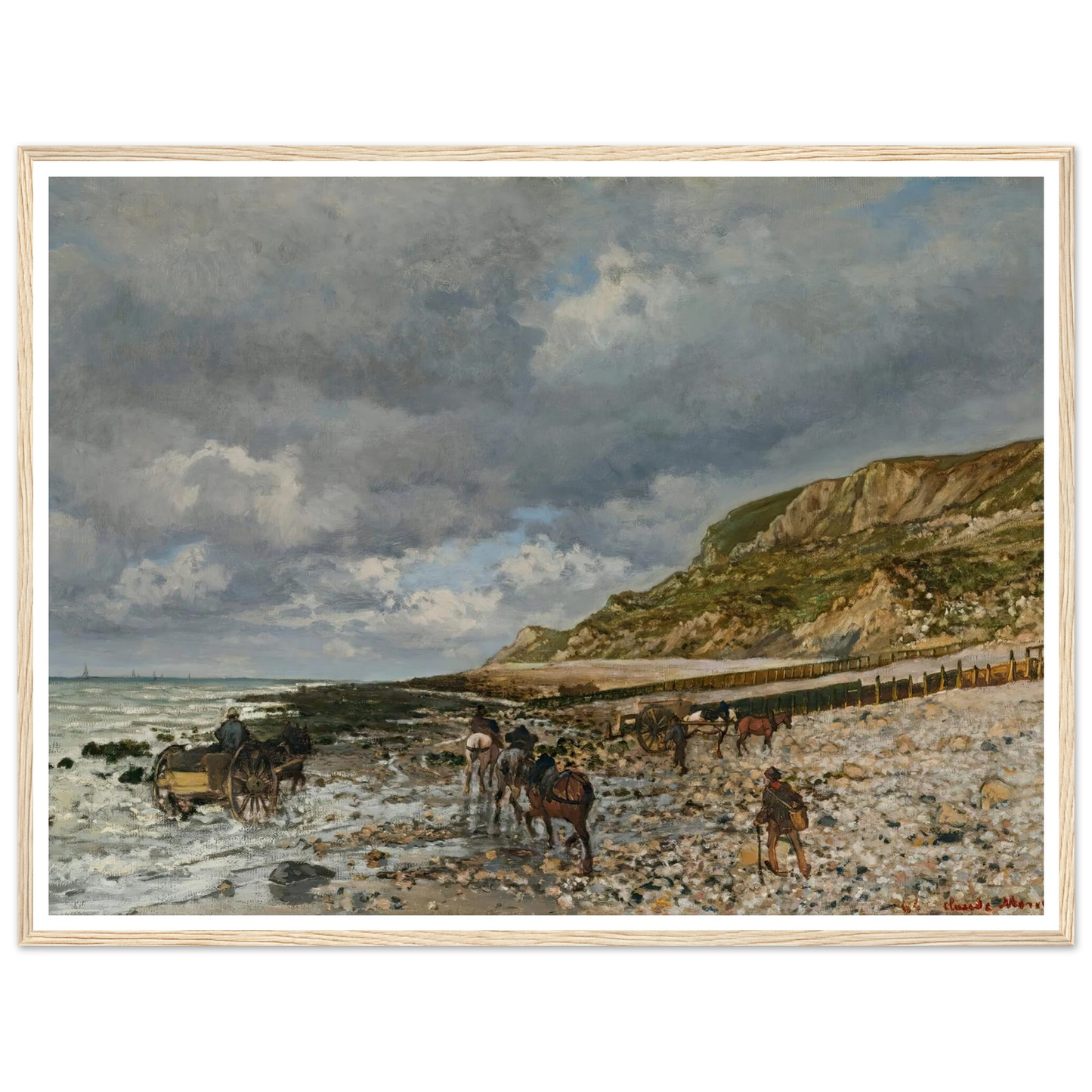 Chevaux À La Pointe De La Hève (1864) Art Print | Claude Monet - Framed Poster - 30x40 cm / 12x16″ - Black frame