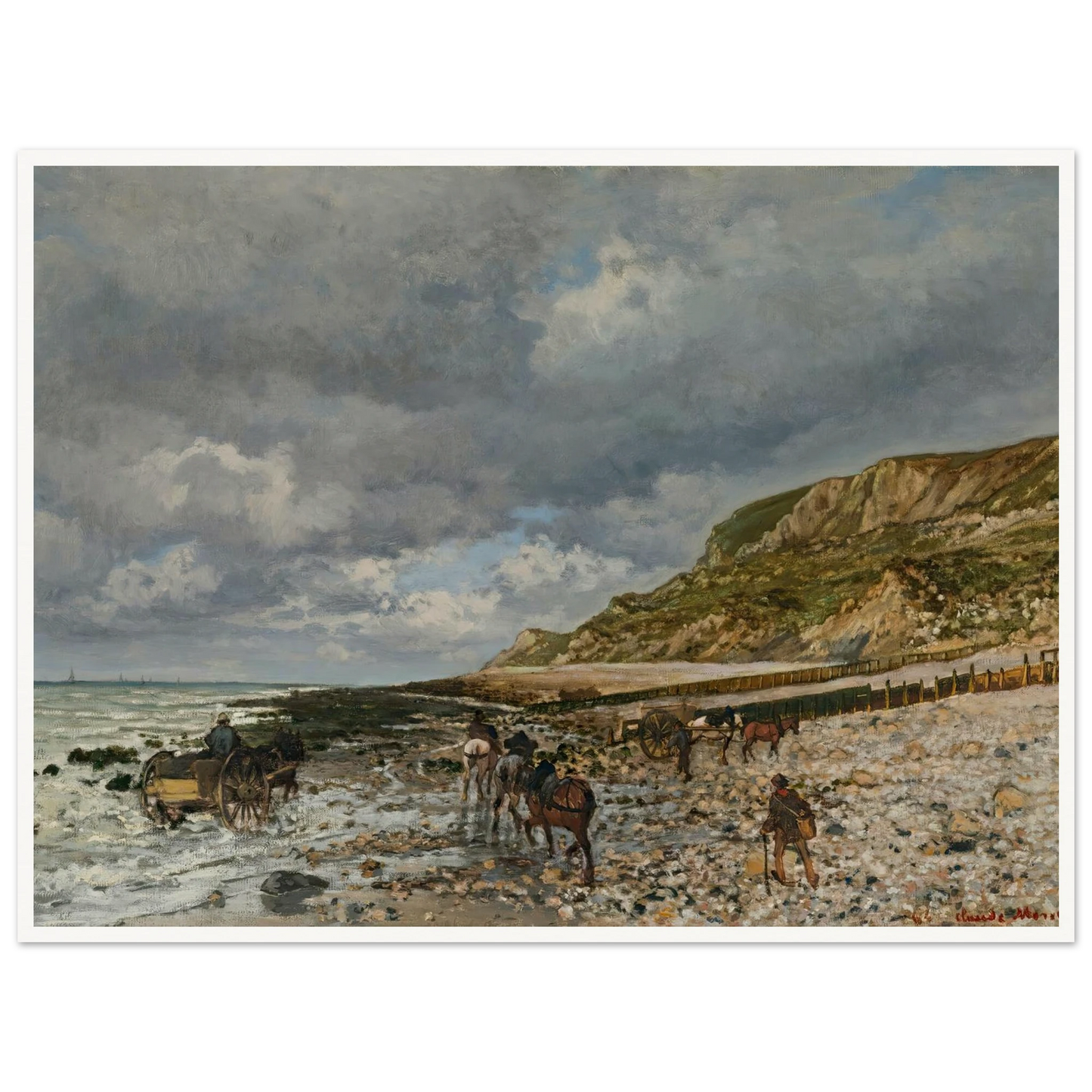 Chevaux À La Pointe De La Hève (1864) Art Print | Claude Monet - Framed Poster - 30x40 cm / 12x16″ - Black frame
