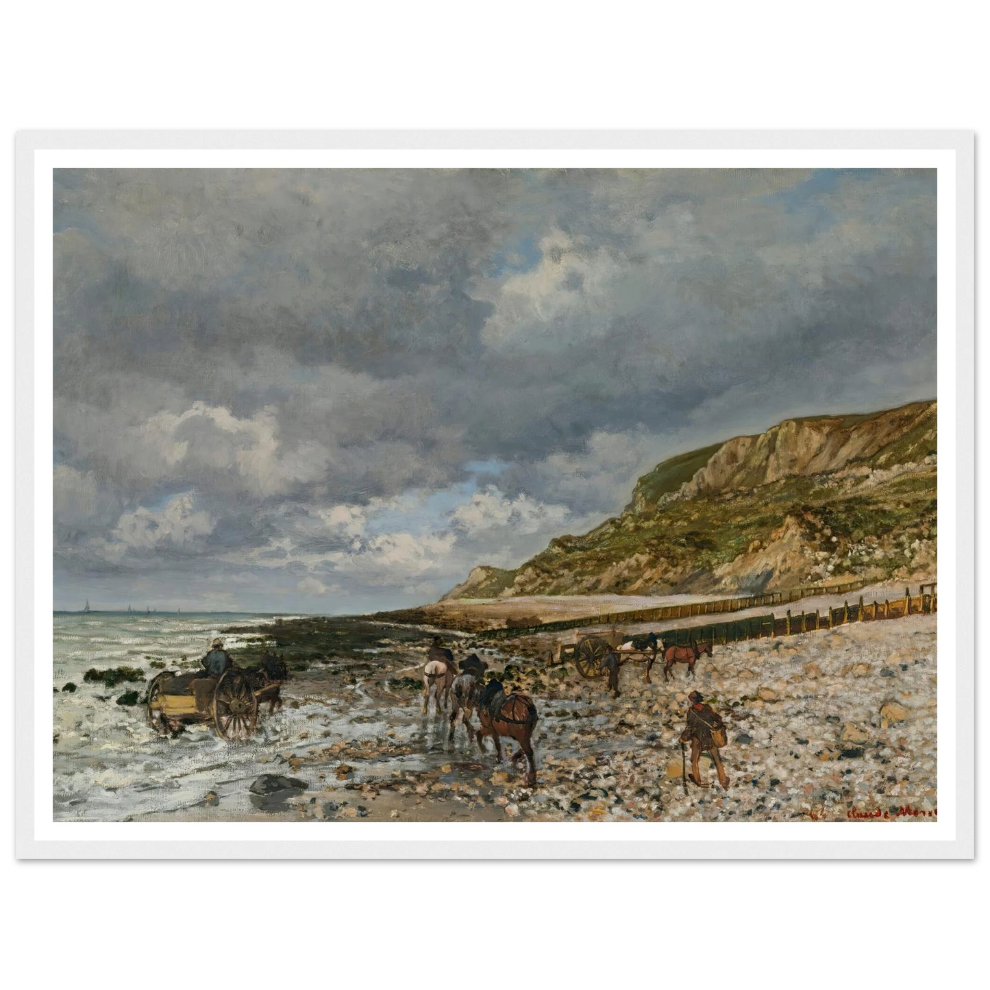 Chevaux À La Pointe De La Hève (1864) Art Print | Claude Monet - Framed Poster - 30x40 cm / 12x16″ - Black frame