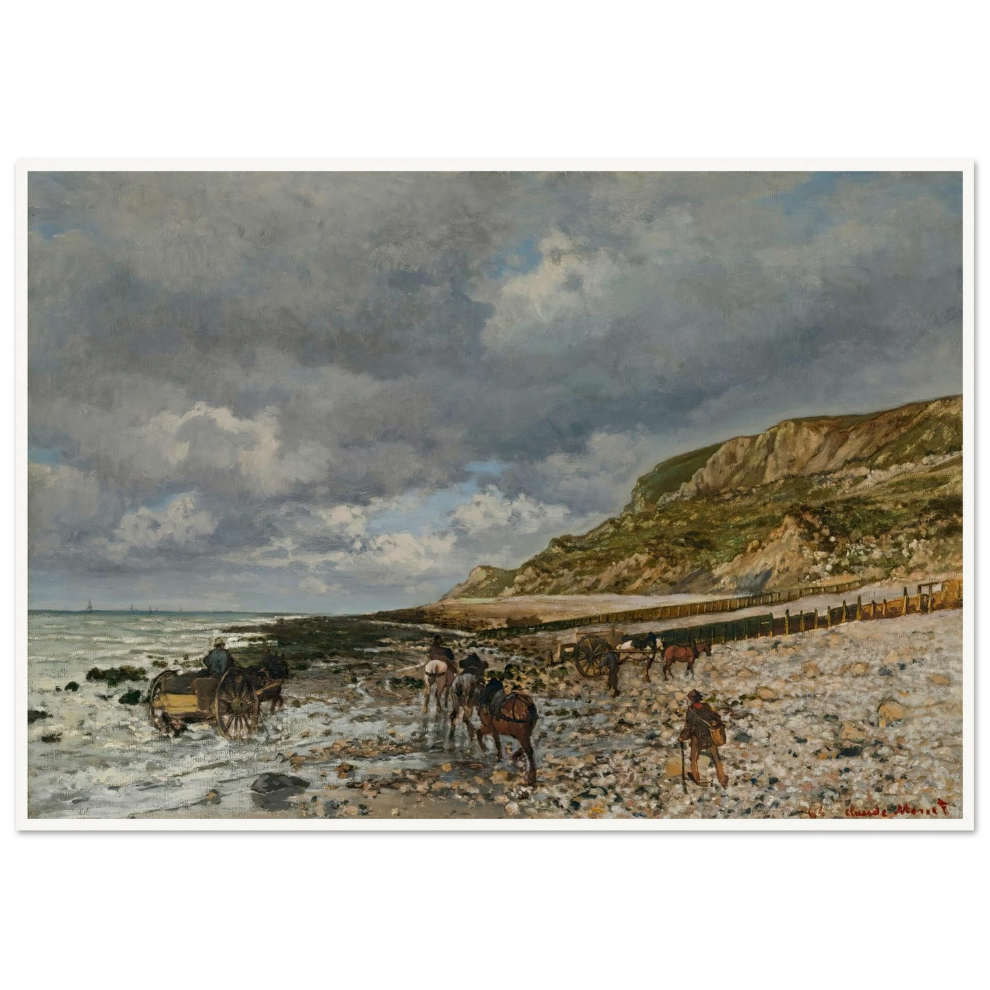 Chevaux À La Pointe De La Hève (1864) Art Print | Claude Monet - Framed Poster - 30x40 cm / 12x16″ - Black frame