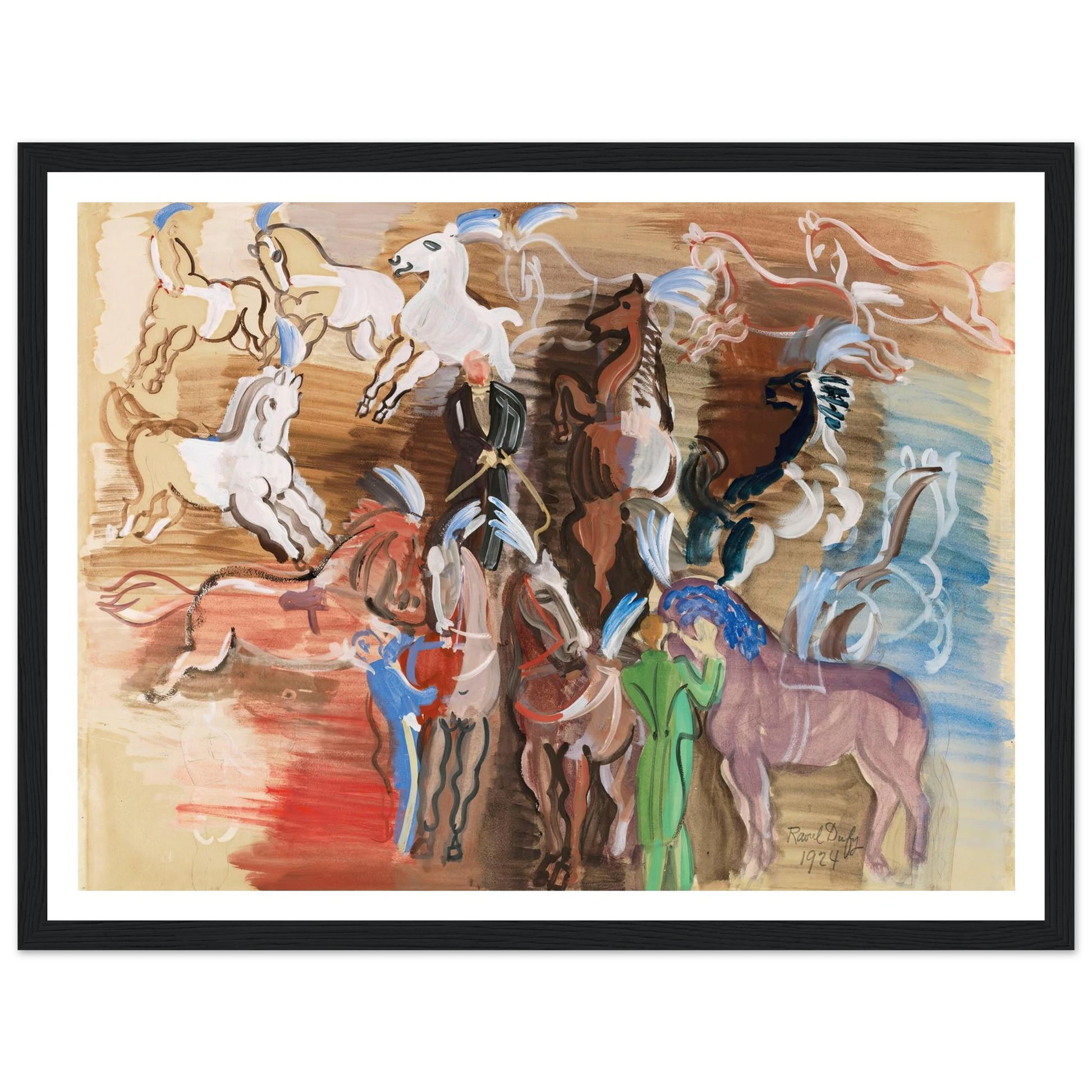 Chevaux de cirque (1924) Art Print | Raoul Dufy - Framed Poster - 30x40 cm / 12x16″ - Black frame