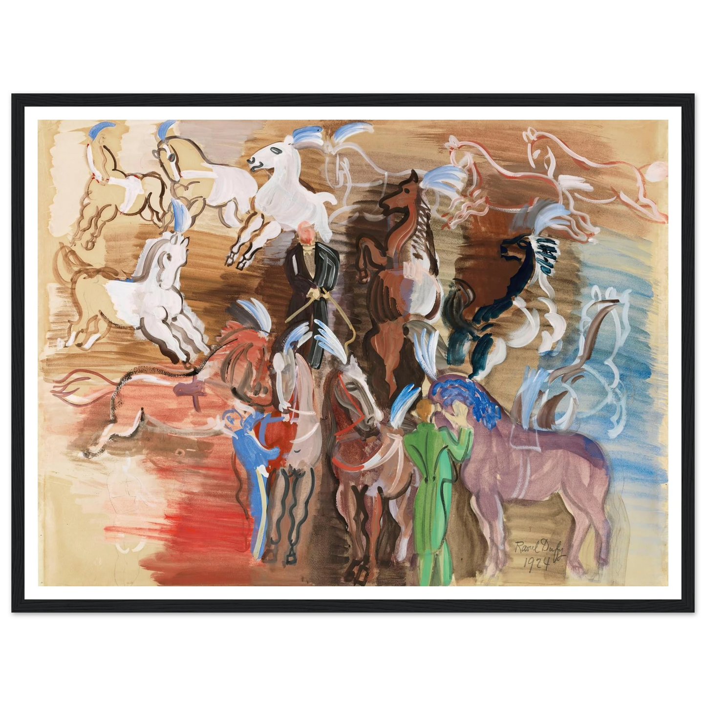 Chevaux de cirque (1924) Art Print | Raoul Dufy - Framed Poster - 30x40 cm / 12x16″ - Black frame