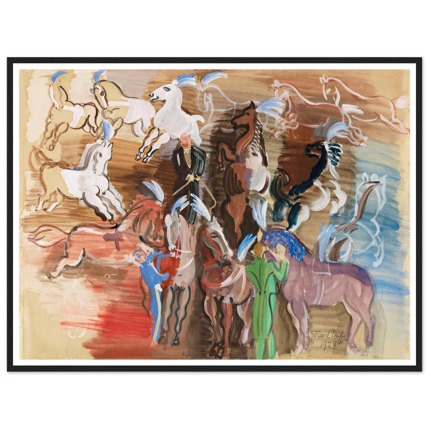 Chevaux de cirque (1924) Art Print | Raoul Dufy - Framed Poster - 30x40 cm / 12x16″ - Black frame