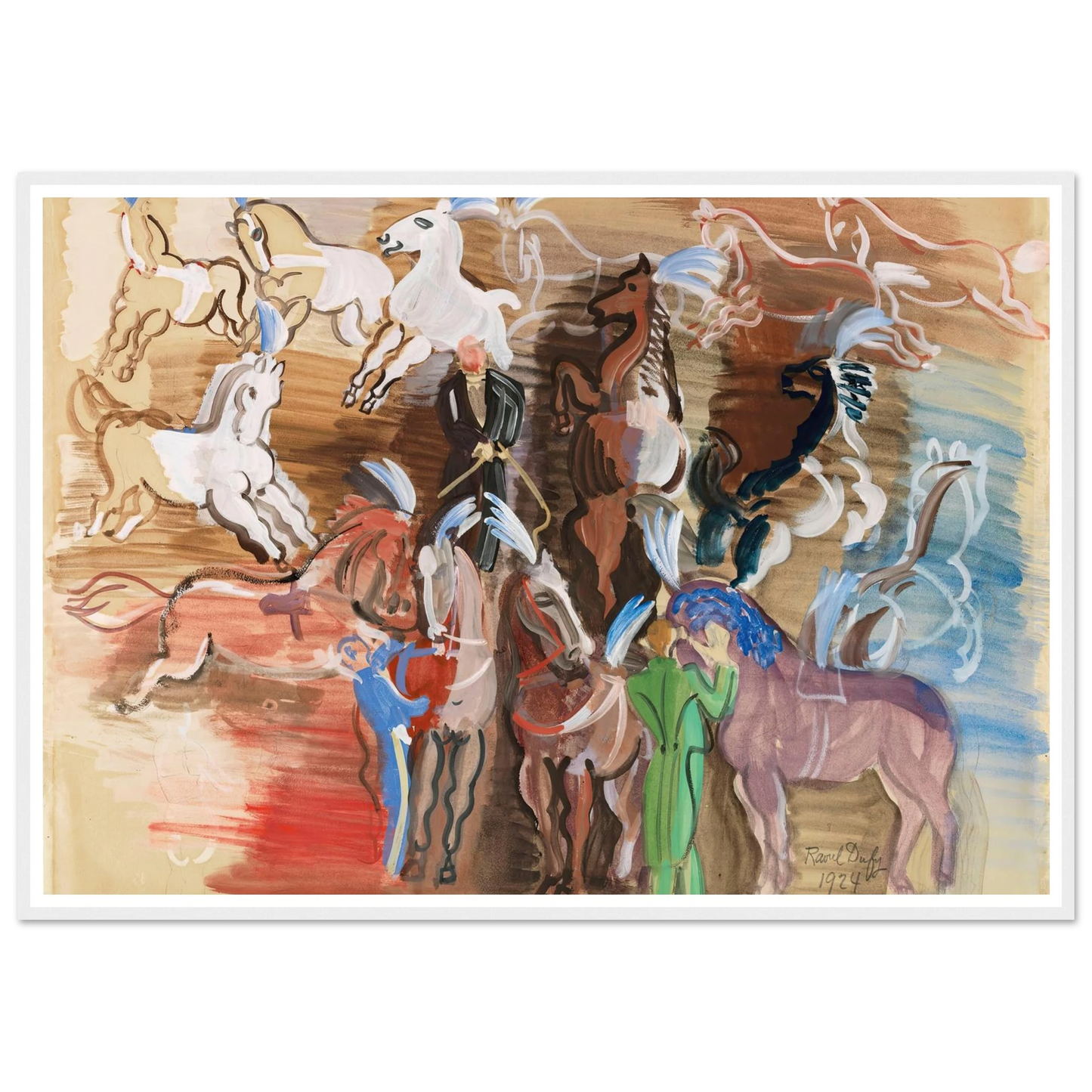 Chevaux de cirque (1924) Art Print | Raoul Dufy - Framed Poster - 30x40 cm / 12x16″ - Black frame