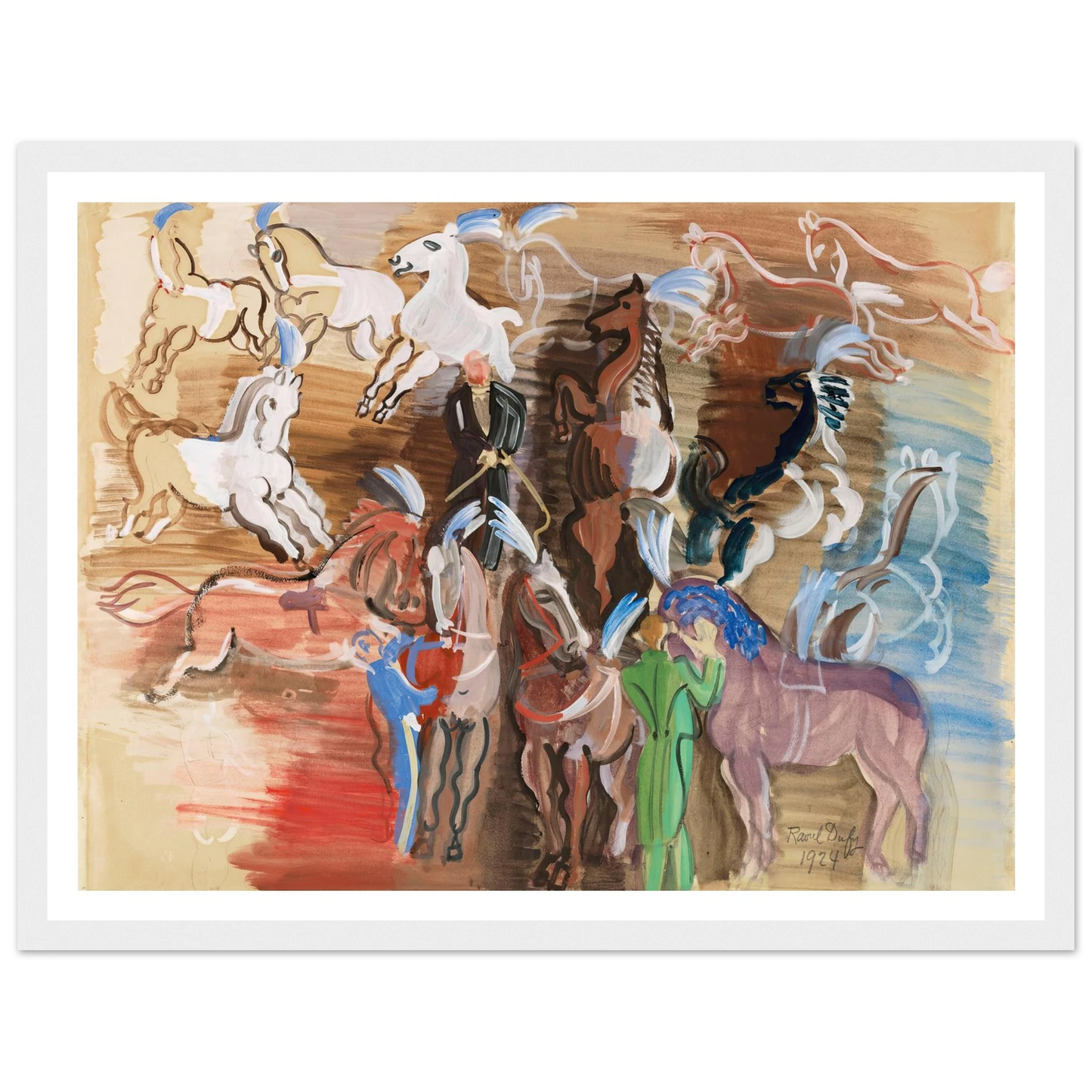 Chevaux de cirque (1924) Art Print | Raoul Dufy - Framed Poster - 30x40 cm / 12x16″ - Black frame