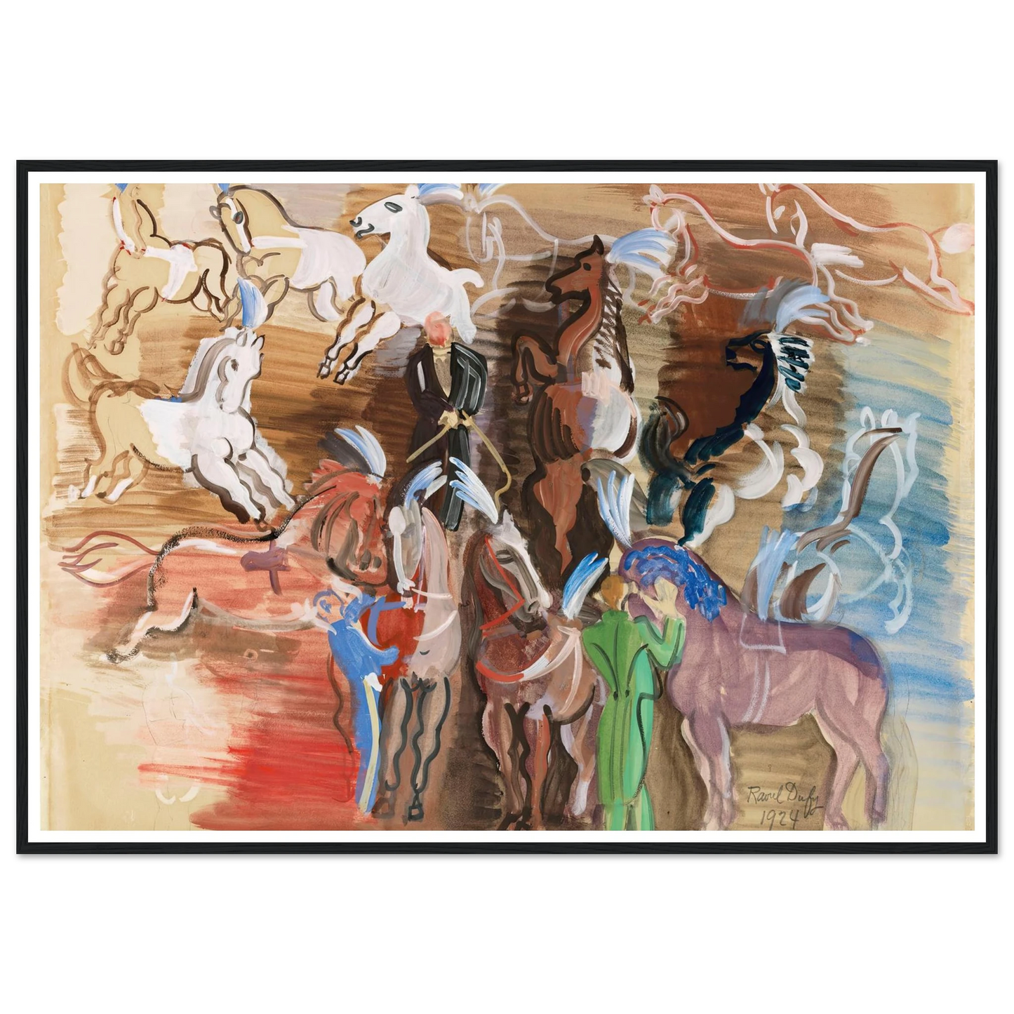 Chevaux de cirque (1924) Art Print | Raoul Dufy - Framed Poster - 30x40 cm / 12x16″ - Black frame