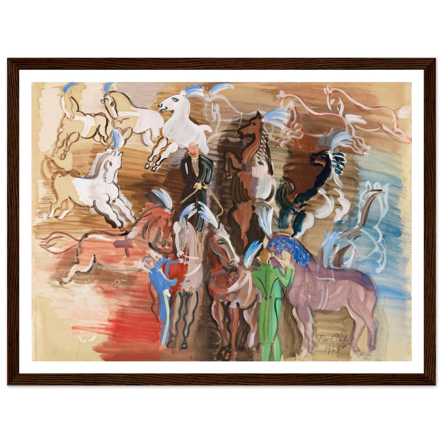 Chevaux de cirque (1924) Art Print | Raoul Dufy - Framed Poster - 30x40 cm / 12x16″ - Black frame
