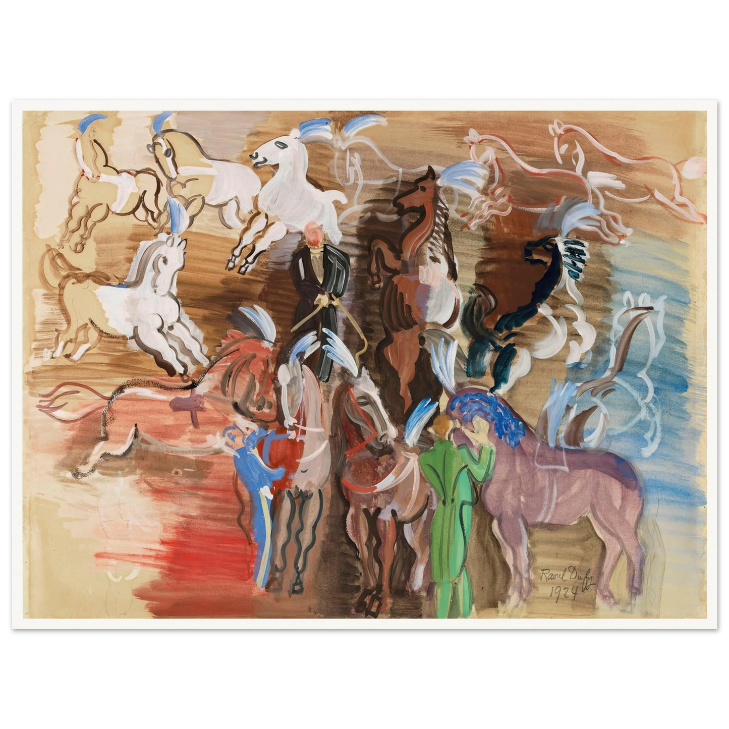 Chevaux de cirque (1924) Art Print | Raoul Dufy - Framed Poster - 30x40 cm / 12x16″ - Black frame
