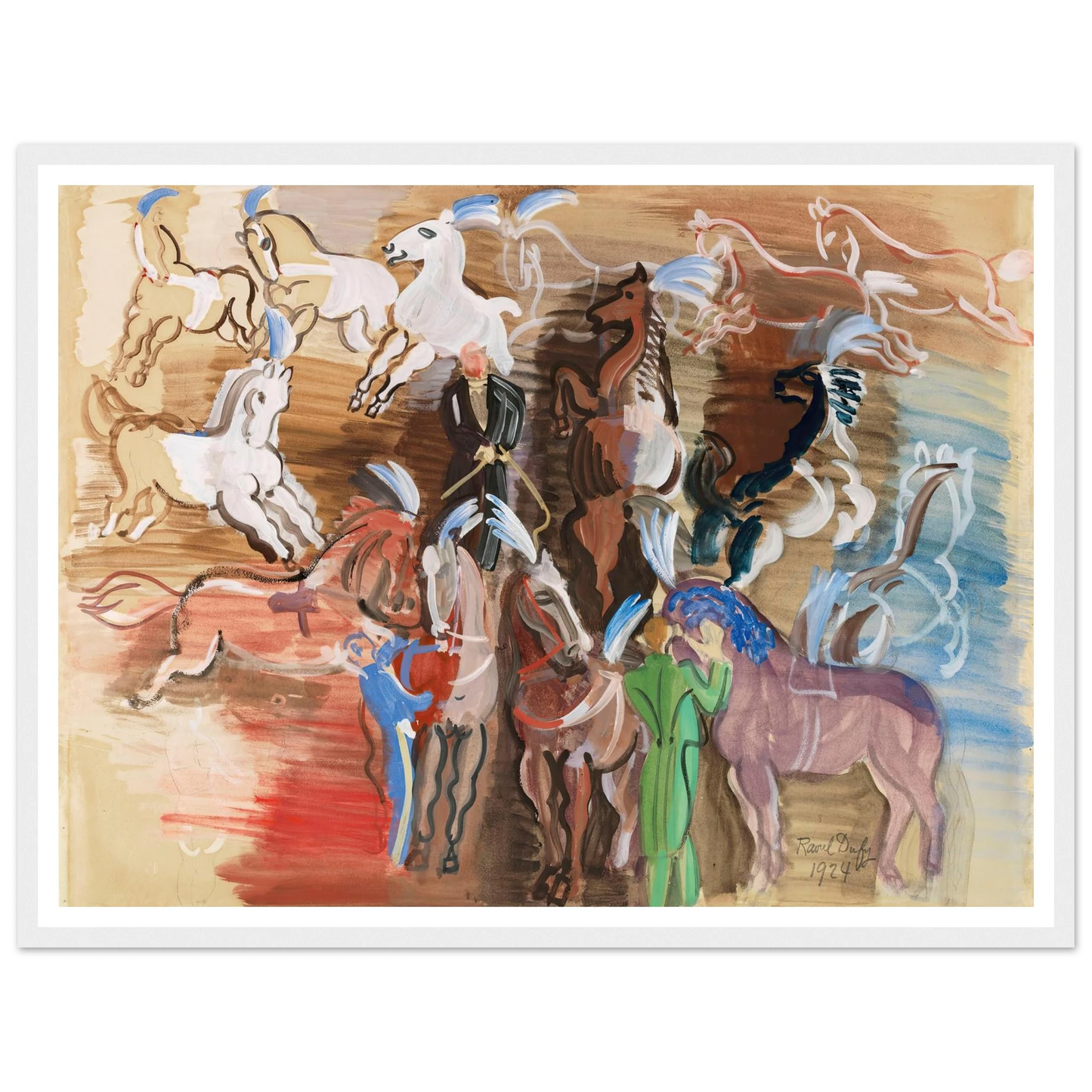 Chevaux de cirque (1924) Art Print | Raoul Dufy - Framed Poster - 30x40 cm / 12x16″ - Black frame