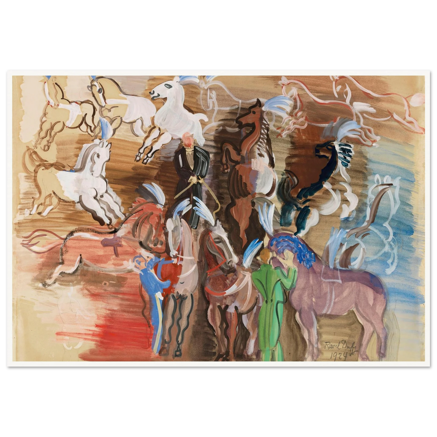 Chevaux de cirque (1924) Art Print | Raoul Dufy - Framed Poster - 30x40 cm / 12x16″ - Black frame
